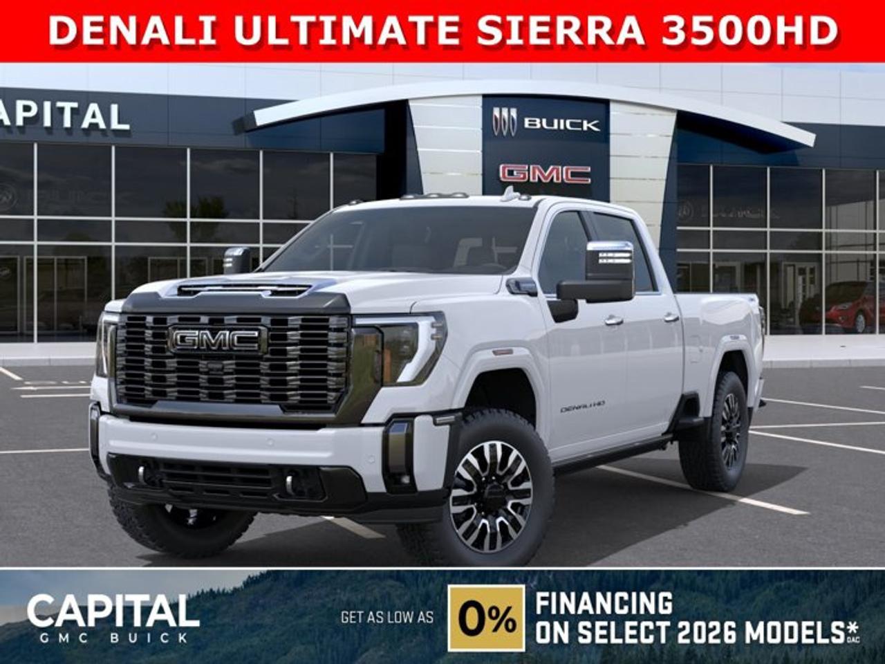 Check out this 2026 GMC SIERRA 3500 HD Denali Ultimate Duramax Diesel... This fully-loaded Heavy Duty comes equipped with every option, including Heated and Cooling Seats, Heated Steering, Power Assist Steps, Exclusive Alpine Umber Interior, Body Color Wheel Arch Moldings, 5th Wheel Prep Package, Power Sunroof, Technology Package, 360 Cam, Rear Streaming Camera Mirror, Heads-up Display, Heated Rear Seats, Adaptive Cruise Control, Wireless Charging, MultiPro Tailgate, and so much more... CALL NOW!Ask for the Internet Department for more information or book your test drive today! Text 507-585-4395 for fast answers at your fingertips!AMVIC Licensed Dealer - Licence Number B1044900