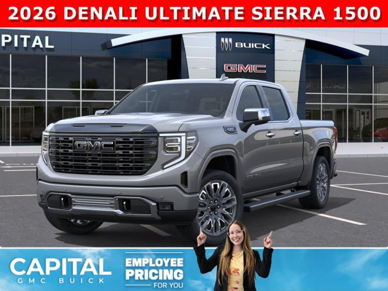 CHECK OUT THIS 2026 Limited Production DENALI ULTIMATE Sierra 1500 with the 6.2L Engine. Equipped with 16-way power front seats including MASSAGE feature, Handsfree Super Cruise, Bose Premium Stereo, the EXCLUSIVE Luxury Alpine Umber Interior, 22 Aluminum, Midnight with Chrome Inserts wheels, Body Color Arch Moldings, power-retractable assist steps with perimeter lighting, Power sunroof, Advanced Technology package, adaptive cruise, Floor Liners, rear camera mirror, heads-up display, VADER CHROME and much much more!Ask for the Internet Department for more information or book your test drive today!AMVIC Licensed Dealer - Licence Number B1044900