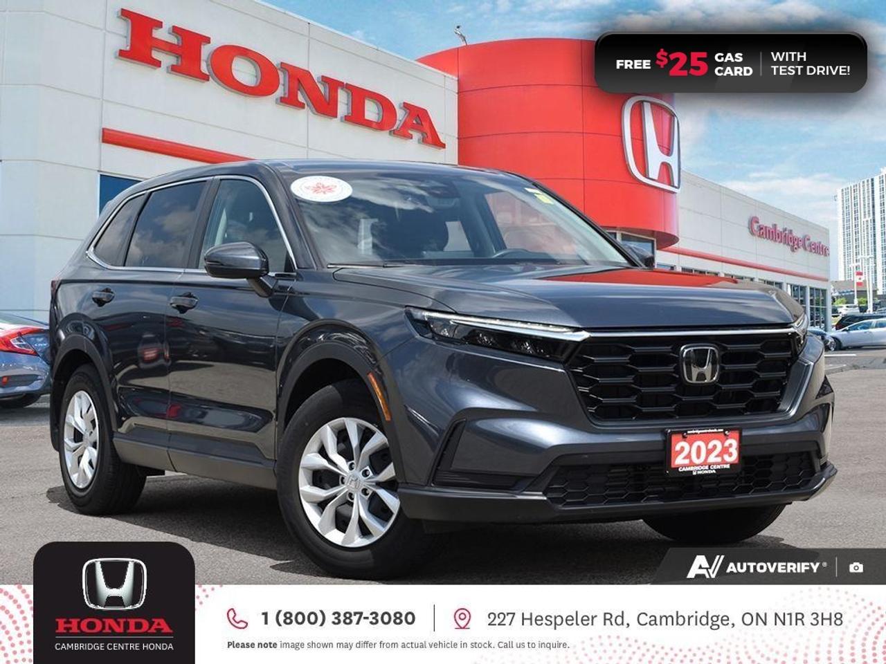 <p><span style=color:rgb( 0 , 0 , 0 )><strong>GREAT CR-V! CLEAN CARFAX HISTORY! ONE PREVIOUS OWNER!</strong></span></p><p><span style=color:rgb( 0 , 0 , 0 )>2023 Honda CR-V LX-B 2WD featuring CVT transmission, five passenger seating, remote engine starter, rearview camera with dynamic guidelines, Apple CarPlay and Android Auto connectivity, Siri® Eyes Free compatibility, ECON mode, steering wheel mounted controls, cruise control, air conditioning, dual climate zones, heated front seats, 12V power outlet, proximity key entry, push button start, power mirrors, power locks, power windows, 60/40 split fold-down rear seatback, Anchors and Tethers for Children (LATCH), The Honda Sensing Technologies - Adaptive Cruise Control, Forward Collision Warning system, Collision Mitigation Braking system, Lane Departure Warning system, Lane Keeping Assist system, Road Departure Mitigation system, Traffic Jam Assist and Rear Cross Traffic Monitor, remote keyless entry, LED daytime running lights, electronic stability control and anti-lock braking system.Contact Cambridge Centre Honda for special discounted finance rates, as low as 8.99%, on approved credit from Honda Financial Services.</span></p><p><span style=color:rgb( 255 , 0 , 0 )><strong>FREE $25 GAS CARD WITH TEST DRIVE!</strong></span></p><p><span style=color:rgb( 0 , 0 , 0 )>Our philosophy is simple. We believe that buying and owning a car should be easy, enjoyable and transparent. Welcome to the Cambridge Centre Honda Family! Cambridge Centre Honda proudly serves customers from Cambridge, Kitchener, Waterloo, Brantford, Hamilton, Waterford, Brant, Woodstock, Paris, Branchton, Preston, Hespeler, Galt, Puslinch, Morriston, Roseville, Plattsville, New Hamburg, Baden, Tavistock, Stratford, Wellesley, St. Clements, St. Jacobs, Elmira, Breslau, Guelph, Fergus, Elora, Rockwood, Halton Hills, Georgetown, Milton and all across Ontario!</span></p>