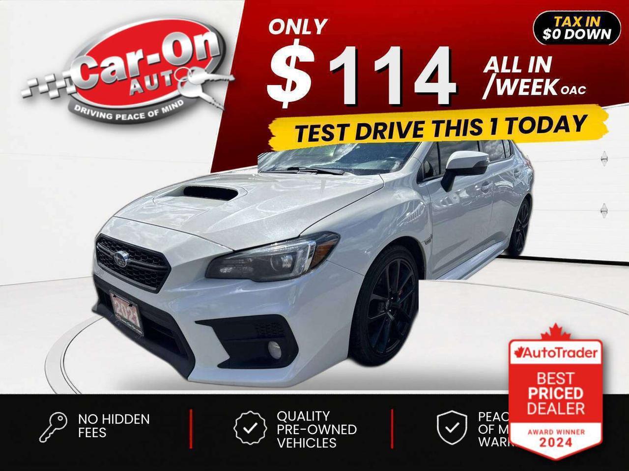 $0 DOWN $114/WEEK ALL IN INCLUDING ONTARIO TAXES O.A.C* TOP OF THE LINE  6-SPEED MANUAL SPORT-TECH ALL-WHEEL DRIVE W/ 268HP 2.0L TURBO!!! Leather, sunroof, heated seats, Android Auto/ Apple CarPlay, navigation, 18-inch black alloys, backup camera, premium Harman/ Kardon audio system, Brembo performance brakes, automatic climate control, keyless entry w/ push start, power locks, power windows, automatic headlight, cruise control, Bluetooth and Sirius XM!!*This car was used as a previous daily rental*