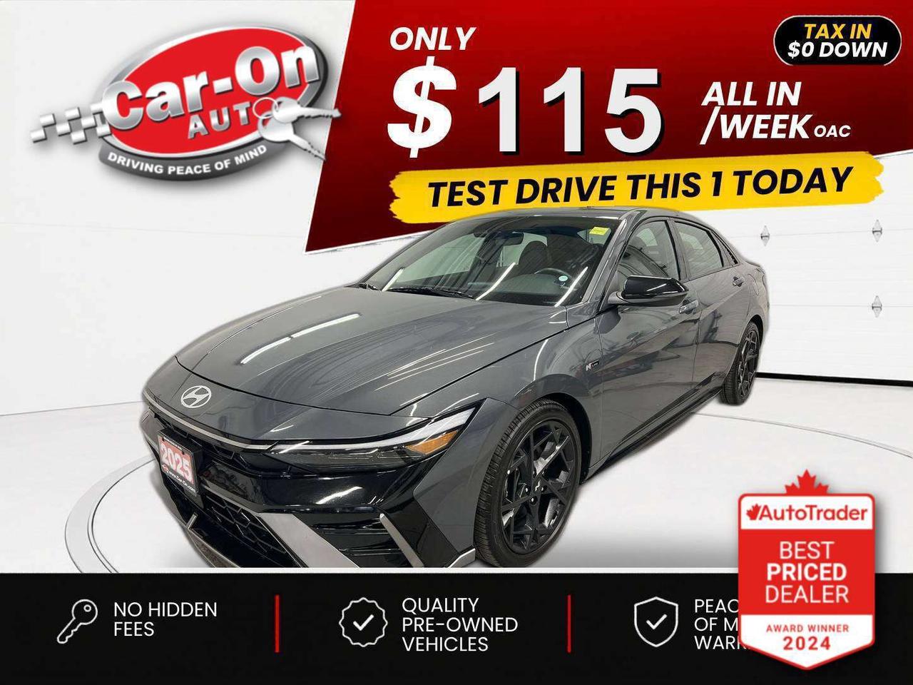 $0 DOWN $115/WEEK ALL IN INCLUDING ONTARIO TAXES O.A.C* ONLY 16,000KMS!! TOP OF THE LINE N LINE ULTIMATE W/ 200HP TURBO ENGINE!!!! Leather, sunroof, heated seats & steering, 10.25-inch touchscreen w/ Android Auto/ Apple CarPlay, remote start, navigation, 18-inch black alloys, adaptive cruise control, blind spot monitor, rear cross-traffic alert, pre-collision, lane departure warning, backup camera, paddle shifters, wireless charger, premium Bose audio system, keyless entry w/ push start, full power group incl. power driver & passenger seats, automatic headlights w/ auto highbeams, Bluetooth and Sirius XM!!