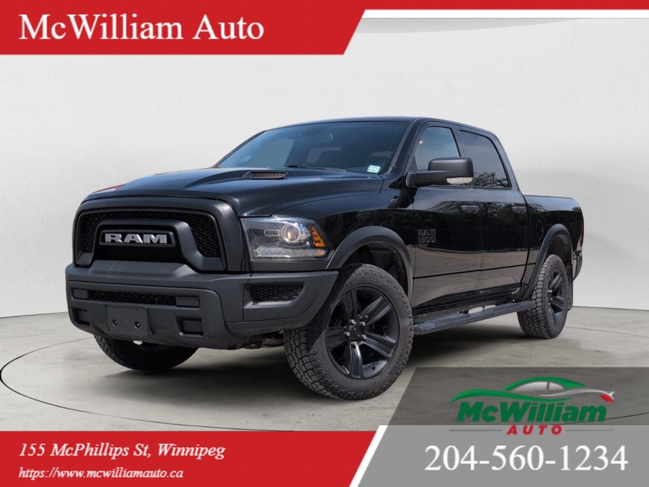 <br> At McWilliam Auto, we operate as a one-price dealership. Our vehicles are competitively priced from the start to offer exceptional value and a transparent buying experience. All vehicle prices are firm and non-negotiable.in.MECHANICAL / PERFORMANCE3.6L Pentastar VVT V6 Engine<br data-start=in.54in. data-end=in.57in. /> 8-Speed Automatic Transmission<br data-start=in.87in. data-end=in.90in. /> Four-Wheel Drive<br data-start=in.106in. data-end=in.109in. /> 3.55 Rear Axle Ratio<br data-start=in.129in. data-end=in.132in. /> Anti-Spin Differential Rear Axle<br data-start=in.164in. data-end=in.167in. /> Rear Heavy-Duty Shock Absorbers<br data-start=in.198in. data-end=in.201in. /> Engine Block Heater<br data-start=in.220in. data-end=in.223in. /> 730-Amp Maintenance-Free Battery<br data-start=in.255in. data-end=in.258in. /> Power Steering<br data-start=in.272in. data-end=in.275in. /> Cruise Control<br data-start=in.289in. data-end=in.292in. /> Class IV Hitch Receiver<br data-start=in.315in. data-end=in.318in. /> Trailer Brake Control<br data-start=in.339in. data-end=in.342in. /> 4-Pin Wiring HarnessSAFETYParkView Rear Back-Up Camera<br data-start=in.402in. data-end=in.405in. /> Park-Sense Rear Park Assist System<br data-start=in.439in. data-end=in.442in. /> Electronic Stability Control<br data-start=in.470in. data-end=in.473in. /> 4-Wheel Anti-Lock Disc Brakes<br data-start=in.502in. data-end=in.505in. /> Tire Pressure Monitoring System<br data-start=in.536in. data-end=in.539in. /> Advanced Multistage Front Air Bags<br data-start=in.573in. data-end=in.576in. /> Supplemental Side Curtain Air Bags<br data-start=in.610in. data-end=in.613in. /> Supplemental Side Air Bags<br data-start=in.639in. data-end=in.642in. /> Supplemental Front Seat-Mounted Side Air Bags<br data-start=in.687in. data-end=in.690in. /> Automatic Headlights<br data-start=in.710in. data-end=in.713in. /> Security AlarmTECHNOLOGY / INFOTAINMENTUconnect 4C NAV System<br data-start=in.780in. data-end=in.783in. /> 8.4-Inch Touchscreen Display<br data-start=in.811in. data-end=in.814in. /> GPS Navigation<br data-start=in.828in. data-end=in.831in. /> Apple CarPlay<br data-start=in.844in. data-end=in.847in. /> Android Auto<br data-start=in.859in. data-end=in.862in. /> Bluetooth Hands-Free Communication<br data-start=in.896in. data-end=in.899in. /> USB Mobile Projection<br data-start=in.920in. data-end=in.923in. /> SiriusXM Satellite Radio<br data-start=in.947in. data-end=in.950in. /> SiriusXM Guardian<br data-start=in.967in. data-end=in.970in. /> SiriusXM Traffic<br data-start=in.986in. data-end=in.989in. /> SiriusXM Travel Link<br data-start=in.1009in. data-end=in.1012in. /> Steering Wheel Audio Controls<br data-start=in.1041in. data-end=in.1044in. /> Remote Start SystemCOMFORT / INTERIORCloth Front 40/20/40 Split Bench Seat<br data-start=in.1124in. data-end=in.1127in. /> Air Conditioning<br data-start=in.1143in. data-end=in.1146in. /> Power Windows<br data-start=in.1159in. data-end=in.1162in. /> Power Door Locks<br data-start=in.1178in. data-end=in.1181in. /> Tilt Steering Column<br data-start=in.1201in. data-end=in.1204in. /> Front Center Armrest<br data-start=in.1224in. data-end=in.1227in. /> Front and Rear Cupholders<br data-start=in.1252in. data-end=in.1255in. /> Remote Start System<br data-start=in.1274in. data-end=in.1277in. /> Black Interior Trim<br data-start=in.1296in. data-end=in.1299in. /> Rear Folding Seat<br data-start=in.1316in. data-end=in.1319in. /> Rear Underseat StorageEXTERIOR / STYLINGWarlock Package<br data-start=in.1380in. data-end=in.1383in. /> Diamond Black Crystal Pearl Exterior<br data-start=in.1419in. data-end=in.1422in. /> 20x9-Inch Semi-Gloss Black Aluminum Wheels<br data-start=in.1464in. data-end=in.1467in. /> Black Grille with RAM Lettering<br data-start=in.1498in. data-end=in.1501in. /> Black Exterior Badging<br data-start=in.1523in. data-end=in.1526in. /> Black RAM Tailgate Badge<br data-start=in.1550in. data-end=in.1553in. /> Black 4X4 Badge<br data-start=in.1568in. data-end=in.1571in. /> Mopar Sport Performance Hood<br data-start=in.1599in. data-end=in.1602in. /> Tinted Glass<br data-start=in.1614in. data-end=in.1617in. /> Automatic Headlights<br data-start=in.1637in. data-end=in.1640in. /> Body Colour Exterior TrimOFF ROAD / CAPABILITY4X4 Capability<br data-start=in.1706in. data-end=in.1709in. /> Anti-Spin Rear Differential<br data-start=in.1736in. data-end=in.1739in. /> Rear Heavy-Duty Shock Absorbers<br data-start=in.1770in. data-end=in.1773in. /> Class IV Hitch Receiver<br data-start=in.1796in. data-end=in.1799in. /> Trailer Brake Controller<br data-start=in.1823in. data-end=in.1826in. /> Tow Capability<br data-start=in.1840in. data-end=in.1843in. /> Off-Road Tuned Suspension<br data-start=in.1868in. data-end=in.1871in. /> Traction Management SystemDealer Permit No.4611<br data-start=in.1920in. data-end=in.1923in. /> Stock Number#4894<br data-start=in.1940in. data-end=in.1943in. /> McWilliam Auto, 155 McPhillips Street, Winnipeg MBIMPORTANT DISCLAIMER: This vehicle is a used vehicle, all the features and information may not be accurate from the descriptions above, please check the vehicle in person and confirm for your self<br><br>