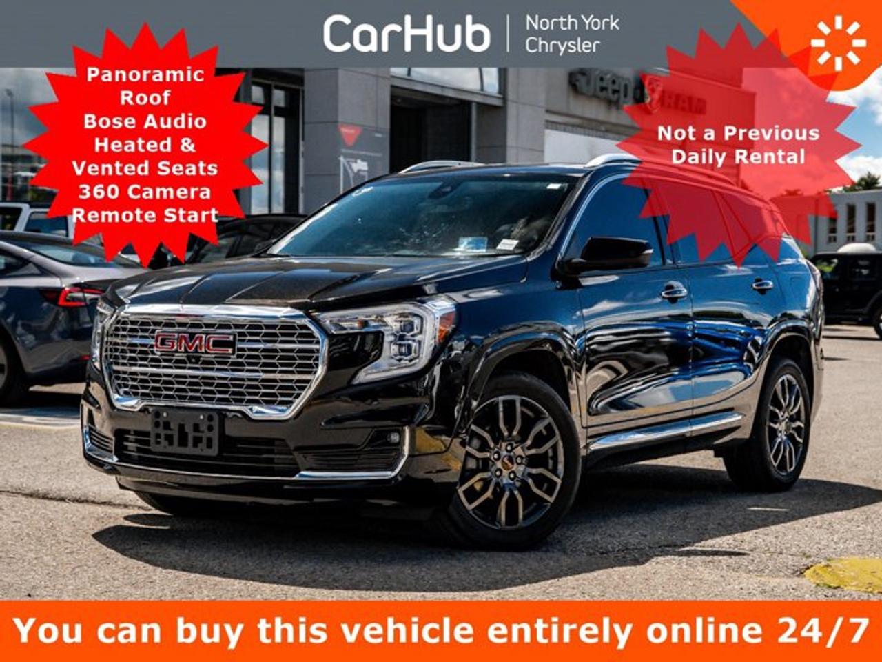 2024 GMC TERRAIN DENALI AWD<p>Ebony Twilight Metallic / Jet Black | 1.5L Turbocharged I-4 | Black Diamond Edition | Tech Package</p><p>Introducing this exceptionally equipped 2024 GMC Terrain Denali AWD, finished in premium Ebony Twilight Metallic with a Jet Black interior.</p><p>Powered by a 1.5L turbocharged 4-cylinder engine, paired with a 9-speed automatic transmission and All-Wheel Drive, this Terrain delivers smooth everyday performance, confident all-weather traction and the elevated comfort expected from GMCs Denali trim.</p><p>This example is particularly desirable thanks to the Black Diamond Edition, Tech Package, Denali Premium Package, Memory Package and Floor Liner Package, bringing its original MSRP to $47,925 CAD.</p><p>Factory Upgrades & Added Value:</p><p>BLACK DIAMOND EDITION --- Nearly $2,000 in Added Value</p><p>The $1,995 Black Diamond Edition adds a power sunroof and upgraded aluminum wheels, giving this Terrain Denali a more distinctive premium appearance while bringing additional natural light and open-air enjoyment into the cabin.</p><p>TECH PACKAGE --- Advanced Technology</p><p>The Tech Package elevates the driving experience with Adaptive Cruise Control, Automatic Parking, Aerial View Camera System, back-up camera and Rear Parking Aid, adding valuable convenience when driving on the highway or manoeuvring in tight spaces.</p><p>DENALI PREMIUM PACKAGE --- Elevated Comfort</p><p>The Denali Premium Package complements the Terrains luxury-focused cabin with desirable premium features, helping make this a particularly well-appointed example of GMCs compact SUV.</p><p>FLOOR LINER PACKAGE --- $485 Factory Upgrade</p><p>The $485 Floor Liner Package provides added protection for the interior, helping keep the cabin cleaner through snow, rain, mud and everyday use.</p><p>EBONY TWILIGHT METALLIC --- $495 Premium Paint</p><p>The $495 Ebony Twilight Metallic finish gives this Denali a sophisticated dark exterior appearance that pairs perfectly with its premium wheels and upscale exterior detailing.</p><p>Additional Equipment & Customer Value:</p><p>1.5L Turbocharged Engine</p><p>The 1.5L turbocharged 4-cylinder provides responsive everyday performance while maintaining the easy drivability and efficiency expected from a premium compact SUV.</p><p>9-Speed Automatic & All-Wheel Drive</p><p>The 9-speed automatic transmission and AWD system provide smooth power delivery and added traction through snow, rain and changing Canadian road conditions.</p><p>Heated & Ventilated Front Seats</p><p>The Denali cabin includes heated and ventilated front seats with power adjustment and lumbar support, delivering excellent comfort through both winter and summer driving.</p><p>Heated Rear Seats</p><p>Heated rear seating extends cold-weather comfort beyond the front row, providing a more premium experience for passengers.</p><p>Memory Package</p><p>The Memory Package stores two presets for the power drivers seat and exterior mirrors, allowing drivers to quickly return to their preferred settings.</p><p>Head-Up Display</p><p>A Head-Up Display projects useful driving information into the drivers forward field of view, reducing the need to look away from the road and adding a distinctly premium technology feature.</p><p>Premium Audio & Navigation</p><p>A premium sound system, navigation, Apple CarPlay, Android Auto, Bluetooth, satellite radio and Wi-Fi hotspot capability create a comprehensive entertainment and connectivity experience.</p><p>Hands-Free Power Liftgate</p><p>The hands-free power liftgate with remote release provides convenient cargo access when carrying groceries, luggage or other equipment.</p><p>Adaptive Cruise Control</p><p>Adaptive Cruise Control helps maintain a selected following distance from traffic ahead, reducing driver workload during longer highway journeys.</p><p>Surround View & Automatic Parking</p><p>The Aerial View Display System, back-up camera, Rear Parking Aid and Automatic Parking provide valuable assistance when positioning the Terrain in busy or confined spaces.</p><p>Advanced Safety & Driver Assistance</p><p>This Terrain includes Forward Collision Warning, Front Collision Mitigation, Lane Keeping Assist, Lane Departure Warning, Blind Spot Monitoring, Rear Cross-Traffic Alert and Automatic High Beams, providing a comprehensive collection of driver-assistance technology.</p><p>PREMIUM DENALI LUXURY IN A VERSATILE AWD SUV</p><p>The 2024 GMC Terrain Denali AWD represents an impressive combination of upscale comfort, modern technology and confident year-round capability.</p><p>With its Black Diamond Edition, power sunroof, Tech Package, heated and ventilated front seats, heated rear seats, Head-Up Display, Adaptive Cruise Control, surround-view camera and premium audio, this is an exceptionally well-equipped Terrain.</p><p>Finished in Ebony Twilight Metallic over Jet Black, this Terrain Denali is an outstanding opportunity for someone looking for a sophisticated luxury compact SUV with premium features, advanced technology and all-weather versatility.</p><p>Drive Happy with CarHub</p><p>*** All-inclusive, upfront prices --- no haggling, negotiations, pressure, or games. ***</p><p>*** Purchase or lease a vehicle and receive a $1,000 CarHub Rewards Card for service. ***</p><p>*** All available manufacturer rebates have been applied and included in our sale price. ***</p><p>*** Purchase this vehicle fully online on CarHub websites. ***</p><p>Transparency Statement</p><p>USED VEHICLES: Online prices and payments are for finance purchases --- please note there is an $850 safety certification fee. If not Certified, then as per OMVIC Regulations the vehicle is deemed to be not drivable and Not Certified. Cash purchases for used vehicles have a $2,350 surcharge which includes the safety certification (the finance price + $2,350).</p><p>NEW VEHICLES: New financed vehicles are subject to an $850 Processing Fee. New cars priced at over $100,000 including add-ons or accessories are subject to the additional federal luxury tax.</p><p>While every effort is taken to avoid errors, technical or human error can occur, so please confirm vehicle features, options, materials, and other specs with your CarHub representative. This can easily be done by calling us or by visiting us at the dealership.</p><p>CarHub used vehicles come standard with 1 key. If we receive more than one key from the previous owner, we include them with the vehicle. Additional keys may be purchased at the time of sale. Ask your Product Advisor for more details.</p><p>Payments are only estimates derived from a standard term/rate on approved credit. Terms, rates and payments may vary. Prices, rates and payments are subject to change without notice. Please see our website for more details.</p>