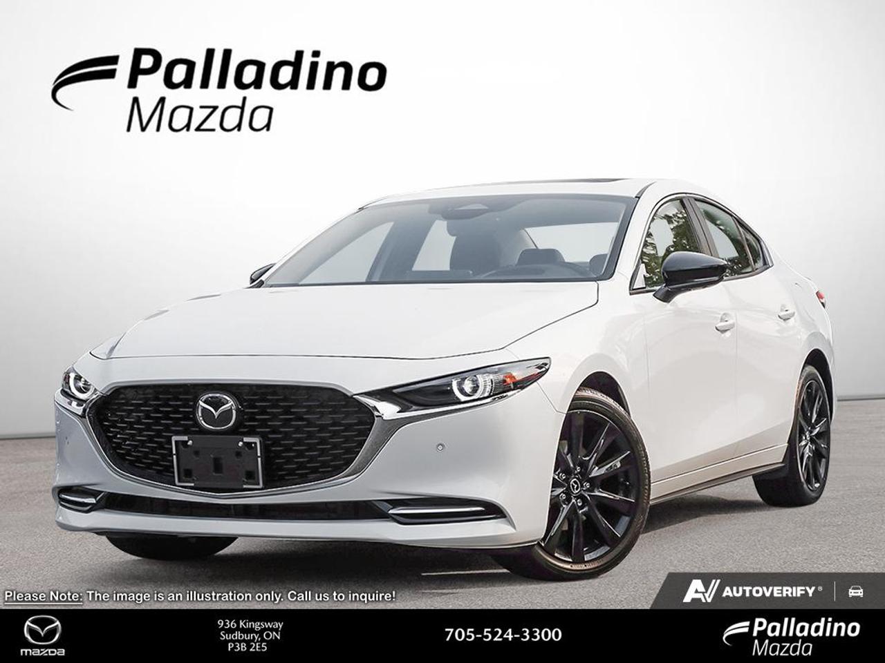 Brand new and ready for Greater Sudbury roads, the 2026 Mazda Mazda3 Gt Turbo brings premium style, confident power, and all-season control to every drive. Finished in White with a Red interior, this compact sedan blends upscale design with a sporty edge and the refined feel drivers expect from Palladino Mazda.

The 2026 Mazda Mazda3 Gt Turbo is built for drivers who want more than basic transportation. Its 2.5L SKYACTIV-G DOHC 16-valve I4 engine, 6-Speed SKYACTIV-Drive automatic transmission, and all-wheel drive work together to deliver smooth response, strong passing power, and reassuring traction through changing Northern Ontario weather.

FEATURES OF THE Mazda3 Gt Turbo
»» Turbocharged 2.5L engine delivers lively performance
»» All-wheel drive adds year-round confidence
»» Six-speed automatic shifts smoothly and quickly
»» Sedan design feels refined and athletic

ADVANCED SAFETY FEATURES
»» Advanced body structure helps absorb impacts
»» Stability control supports confident road handling
»» Traction control improves grip on roads
»» Anti-lock brakes help maintain steering control

PERFORMANCE AND EFFICIENCY
»» Turbo engine offers strong everyday acceleration
»» SKYACTIV-Drive automatic balances comfort and response
»» All-wheel drive supports secure seasonal driving
»» Sedan tuning promotes smooth highway cruising

COMFORT AND CONVENIENCE
»» Red interior creates a premium cabin
»» Four-door layout supports easy daily access
»» Automatic transmission reduces commuting effort
»» Spacious cabin suits everyday family driving

TECHNOLOGY AND CONNECTIVITY
»» Driver-focused controls support easy operation
»» Clear displays aid everyday information access
»» Modern cabin layout feels intuitive throughout
»» Refined engineering supports connected daily driving

CARGO SPACE
»» Sedan trunk handles groceries and gear
»» Rear seat area supports passenger comfort
»» Wide opening helps everyday loading tasks
»» Practical storage suits commuting and errands

WHAT OTHER OWNERS LIKE
»» Strong turbo power for confident passing
»» All-wheel drive for winter road confidence
»» Premium cabin feel above compact class
»» Smooth ride with responsive steering feel

This brand new 2026 Mazda Mazda3 Gt Turbo stands out with a clean White exterior and a bold Red cabin that gives it a more distinctive, upscale atmosphere. It is a smart choice for drivers seeking a compact sedan that feels polished, capable, and enjoyable in every season.

For shoppers in Greater Sudbury, this 2026 Mazda Mazda3 Gt Turbo offers the right mix of performance, style, and daily practicality. Visit Palladino Mazda to experience a new sedan designed to make every trip feel more rewarding, whether you are heading across town or out on the highway.

This 2026 Mazda Mazda3 Gt Turbos VIN is: 3MZBPBDY1TM512154 .

The advertised price is for financing only and applies exclusively to vehicles eligible for financing. Vehicles sold as-is are not eligible for financing and require full payment at purchase. All cash purchases of finance-eligible vehicles will be subject to an additional $2,501.00. This advertised price also does not include taxes and licensing fees. For as-is vehicles: the motor vehicle sold under this contract is being sold as-is and is not represented as being in road worthy condition, mechanically sound or maintained at any guaranteed level of quality.<p> this compact sedan blends upscale design with a sporty edge and the refined feel drivers expect from Palladino Mazda.

The 2026 Mazda Mazda3 Gt Turbo is built for drivers who want more than basic transportation. Its 2.5L SKYACTIV-G DOHC 16-valve I4 engine</p>
<p> and reassuring traction through changing Northern Ontario weather.

FEATURES OF THE Mazda3 Gt Turbo
»» Turbocharged 2.5L engine delivers lively performance
»» All-wheel drive adds year-round confidence
»» Six-speed automatic shifts smoothly and quickly
»» Sedan design feels refined and athletic

ADVANCED SAFETY FEATURES
»» Advanced body structure helps absorb impacts
»» Stability control supports confident road handling
»» Traction control improves grip on roads
»» Anti-lock brakes help maintain steering control

PERFORMANCE AND EFFICIENCY
»» Turbo engine offers strong everyday acceleration
»» SKYACTIV-Drive automatic balances comfort and response
»» All-wheel drive supports secure seasonal driving
»» Sedan tuning promotes smooth highway cruising

COMFORT AND CONVENIENCE
»» Red interior creates a premium cabin
»» Four-door layout supports easy daily access
»» Automatic transmission reduces commuting effort
»» Spacious cabin suits everyday family driving

TECHNOLOGY AND CONNECTIVITY
»» Driver-focused controls support easy operation
»» Clear displays aid everyday information access
»» Modern cabin layout feels intuitive throughout
»» Refined engineering supports connected daily driving

CARGO SPACE
»» Sedan trunk handles groceries and gear
»» Rear seat area supports passenger comfort
»» Wide opening helps everyday loading tasks
»» Practical storage suits commuting and errands

WHAT OTHER OWNERS LIKE
»» Strong turbo power for confident passing
»» All-wheel drive for winter road confidence
»» Premium cabin feel above compact class
»» Smooth ride with responsive steering feel

This brand new 2026 Mazda Mazda3 Gt Turbo stands out with a clean White exterior and a bold Red cabin that gives it a more distinctive</p>
<p> and daily practicality. Visit Palladino Mazda to experience a new sedan designed to make every trip feel more rewarding</p>
<p> whether you are heading across town or out on the highway.

This 2026 Mazda Mazda3 Gt Turbos VIN is: 3MZBPBDY1TM512154 .

The advertised price is for financing only and applies exclusively to vehicles eligible for financing. Vehicles sold as-is are not eligible for financing and require full payment at purchase. All cash purchases of finance-eligible vehicles will be subject to an additional $2</p>
<p>501.00. This advertised price also does not include taxes and licensing fees. For as-is vehicles: the motor vehicle sold under this contract is being sold as-is and is not represented as being in road worthy condition</p>