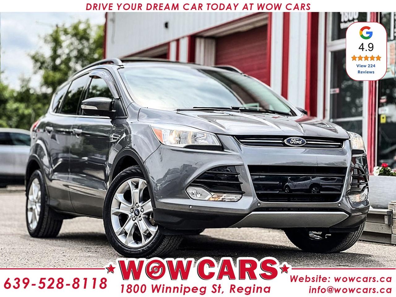 2013 Ford Escape SEL AWD :Odometer: 136,241 Km <br/> Price: $11,990+taxes <br/> <br/> <br/> WOW Factors:- -Certified and mechanical inspection <br/> -No Accidents <br/> <br/> <br/> Highlight Features:--Blind Spot Monitoring <br/> -Power Memory Seats <br/> -Heated Seats <br/> -Panoramic Sunroof <br/> -Navigation <br/> -All-Wheel Drive <br/> -Premium Alloy Wheels <br/> -Backup Camera <br/> -Parking Sensors (Front & Rear ) <br/> -Auto Park Assist <br/> -Power Tailgate <br/> -Push Button Start <br/> -Remote Start <br/> -Cruise Control and much more. <br/> <br/> <br/> <br/> <br/> Driven by Trust, Powered by Family  Your Destination for Quality Pre-Owned Vehicles <br/> At our family-owned dealership, customer satisfaction isnt just a goal  its our promise. We specialize in pre-owned Cars, SUVs, Vans, and Trucks, offering standout value with the WOW factors that set us apart. From exceptional Google reviews to unmatched after-sales service, we go above and beyond to make your experience seamless, transparent, and friendly. <br/> <br/> <br/> Visit WOWCARS Today at 1800 Winnipeg Street Regina, SK S4P1G2, or give us a call at (639) 528-8II8. <br/>