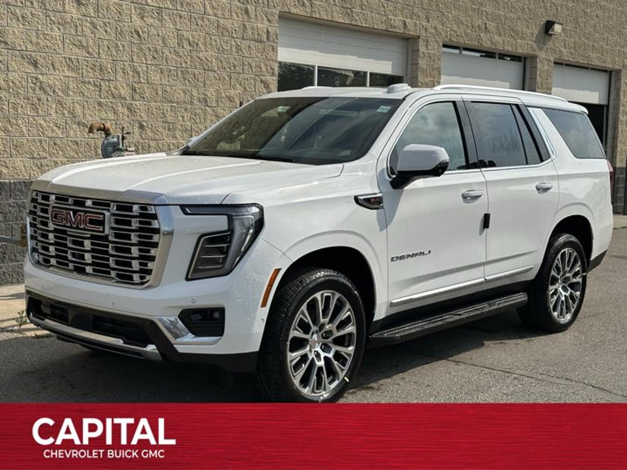 This GMC Yukon boasts a Gas V8 6.2L/ engine powering this Automatic transmission. ENGINE, 6.2L ECOTEC3 V8 with Dynamic Fuel Management, Direct Injection and Variable Valve Timing, includes aluminum block construction (420 hp [313 kW] @ 5600 rpm, 460 lb-ft of torque [624 Nm] @ 4100 rpm) (STD), Wireless Phone Charging, for portable devices, Wireless Apple CarPlay/Wireless Android Auto.*This GMC Yukon Comes Equipped with These Options *Wipers, front intermittent, Rainsense, Wiper, rear intermittent, Windows, power, rear with Express-Down, Window, power with front passenger Express-Up/Down, Window, power with driver Express-Up/Down, Wi-Fi Hotspot capable (Terms and limitations apply. See onstar.ca or dealer for details.), Wheels, 20 x 9 (50.8 cm x 22.9 cm) 6-spoke multi-dimensional polished aluminum, Wheel, full-size spare, 17 (43.2 cm) steel, Warning tones headlamp on, driver and right-front passenger seat belt unfasten and turn signal on, Visors, driver and front passenger illuminated vanity mirrors.* Stop By Today *Come in for a quick visit at Capital Chevrolet Buick GMC Inc., 13103 Lake Fraser Drive SE, Calgary, AB T2J 3H5 to claim your GMC Yukon!