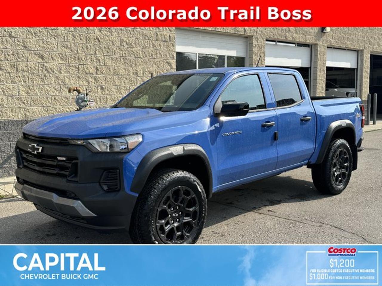 This Chevrolet Colorado boasts a Turbocharged Gas I4 2.7L/ engine powering this Automatic transmission. ENGINE, TURBOMAX (310 hp [231 kW] @ 5600 rpm, 430 lb-ft of torque [583 Nm] @ 3000 rpm) (STD), Wireless phone projection, for Apple CarPlay and Android Auto, Windshield, solar absorbing.*This Chevrolet Colorado Comes Equipped with These Options *Windows, power with driver express up/down, Windows, power rear, express down, Window, rear-sliding, manual, Window, power front, passenger express down, Wi-Fi Hotspot capable (Terms and limitations apply. See onstar.ca or dealer for details.), Wheels, 18 X 8.5 (45.7 cm x 21.6 cm), High Gloss Black aluminum, Wheel, spare, 17 x 8 (43.2 cm x 20.3 cm) steel, Wheel flares, Visors, driver and front passenger vanity mirrors, Vehicle health management, provides advanced warning of vehicle issues.* Stop By Today *Come in for a quick visit at Capital Chevrolet Buick GMC Inc., 13103 Lake Fraser Drive SE, Calgary, AB T2J 3H5 to claim your Chevrolet Colorado!