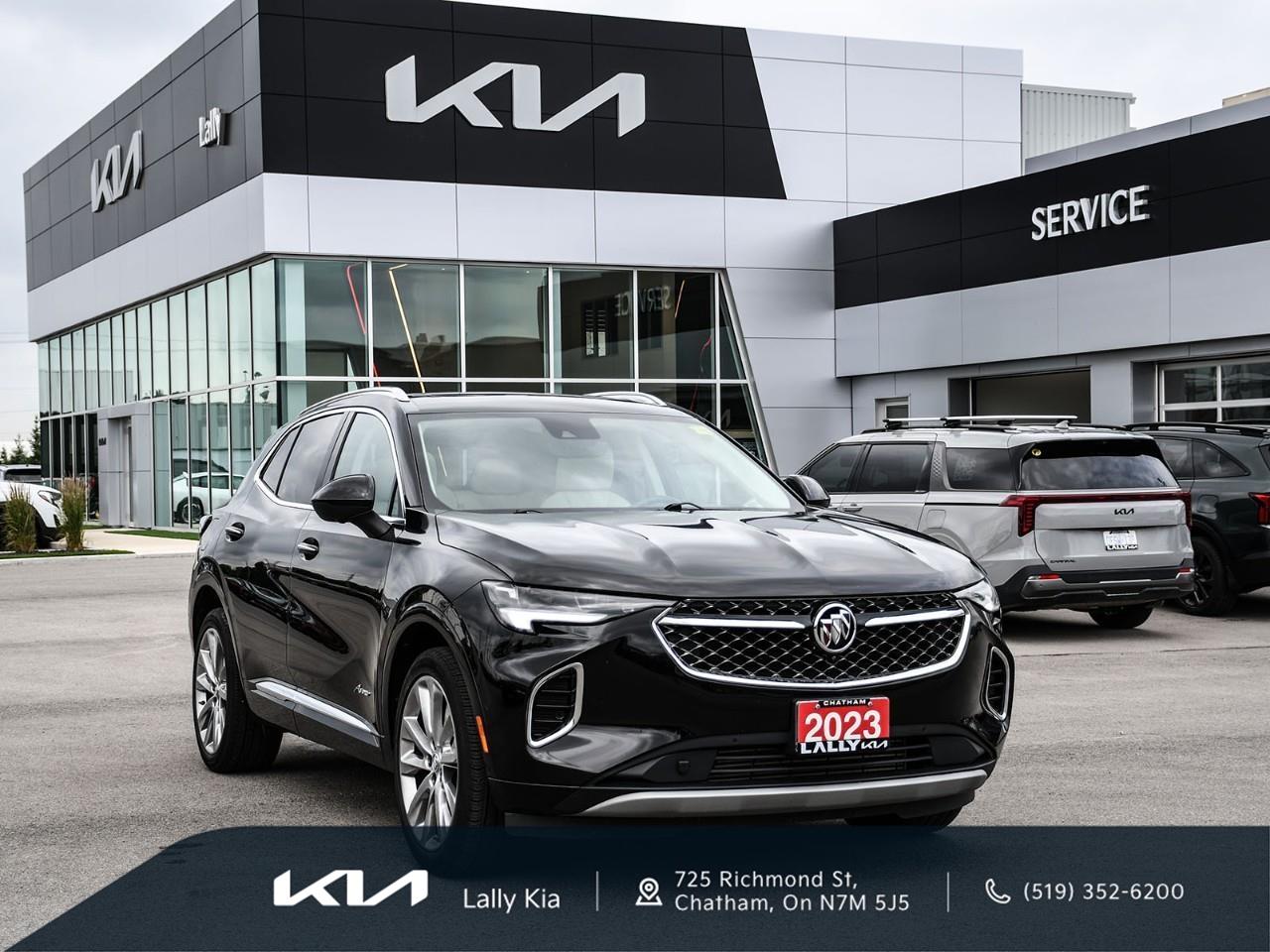 <p>2023 Buick Envision - Avenir | Clean CarFax | One Owner | Recent Trade</p><ul><li><p><strong>Condition:</strong> One Owner, Recent Trade, Accident Free / No Accidents / Clean CarFax</p></li><li><p><strong>Performance:</strong> All-Wheel Drive (AWD), 2.0L Turbocharged 4-Cylinder Engine, Automatic Transmission</p></li><li><p><strong>Seating & Comfort:</strong> Premium Leather Seating, Heated & Ventilated Front Seats, Heated Rear Seats, Heated Steering Wheel, Dual-Zone Climate Control, Panoramic Moonroof</p></li><li><p><strong>Technology:</strong> Navigation System, Apple CarPlay & Android Auto, Head-Up Display, Bose Premium Audio System, Wireless Charging, Hands-Free Power Liftgate</p></li><li><p><strong>Safety:</strong> Adaptive Cruise Control, Blind Spot Monitoring, Lane Keep Assist, Rear Cross Traffic Alert, HD Surround Vision Camera, Forward Collision Alert</p></li><li><p><strong>Notes:</strong> Top-of-the-line Avenir trim offering premium luxury, advanced technology, and refined driving dynamics. One Owner recent trade with a Clean CarFax history. CarFax available for download.</p></li><li><p>Financing Available</p></li><li><p>Trade-Ins Welcome</p></li><li><p>Extended Warranty Options</p></li></ul><p>Every used vehicle undergoes a 135-point inspection.</p><p>Pre-owned vehicles are supplied with one key. Any additional keys received from the previous owner will be included at delivery at no charge. Extra keys may be purchased if desired.</p> <p>We use no hassle no haggle live market pricing! Save money and time.</p><p>All prices shown include all fees. Reconditioning and Full Detailing. Taxes and Licensing extra.</p><p>All Pre-Owned vehicles come standard with one key. If we received additional keys from the previous owner they will be with the vehicle upon delivery at no cost. Additional keys may be purchased at customers requested and expense.</p><p>Book your appointment today!</p>
