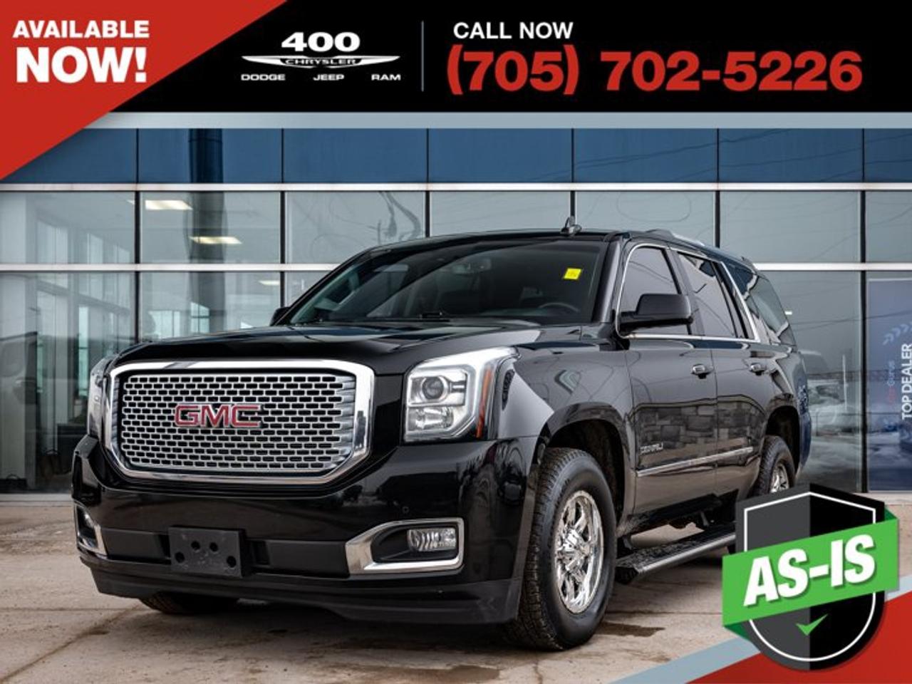 Experience full-size luxury and commanding performance in this 2015 GMC Yukon Denali 6.2L. Built by GMC, the Denali trim delivers premium refinement with bold styling, a signature chrome grille, and a powerful 6.2L V8 engine that offers impressive towing capability and smooth acceleration. Inside, youll find a spacious, upscale cabin loaded with features like leather-appointed seating, heated and ventilated front seats, advanced infotainment, navigation, premium audio, and seating for the whole family with generous cargo space. Whether you need a comfortable daily driver or a capable SUV for road trips and hauling, this Yukon Denali blends strength, sophistication, and reliability into one exceptional package.Onyx Black 2015 GMC Yukon Denali 4D Sport Utility EcoTec3 6.2L V8 8-Speed Automatic 4WDWe have over 100 pre-owned vehicles available, with extra off-site inventory available at all times. Prices are plus HST and licensing fee.