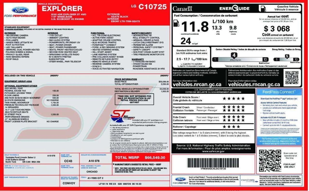 2020 Ford Explorer ST | CLEAN CARFAX | MASSAGE SEATS | PANO| STARTER Photo