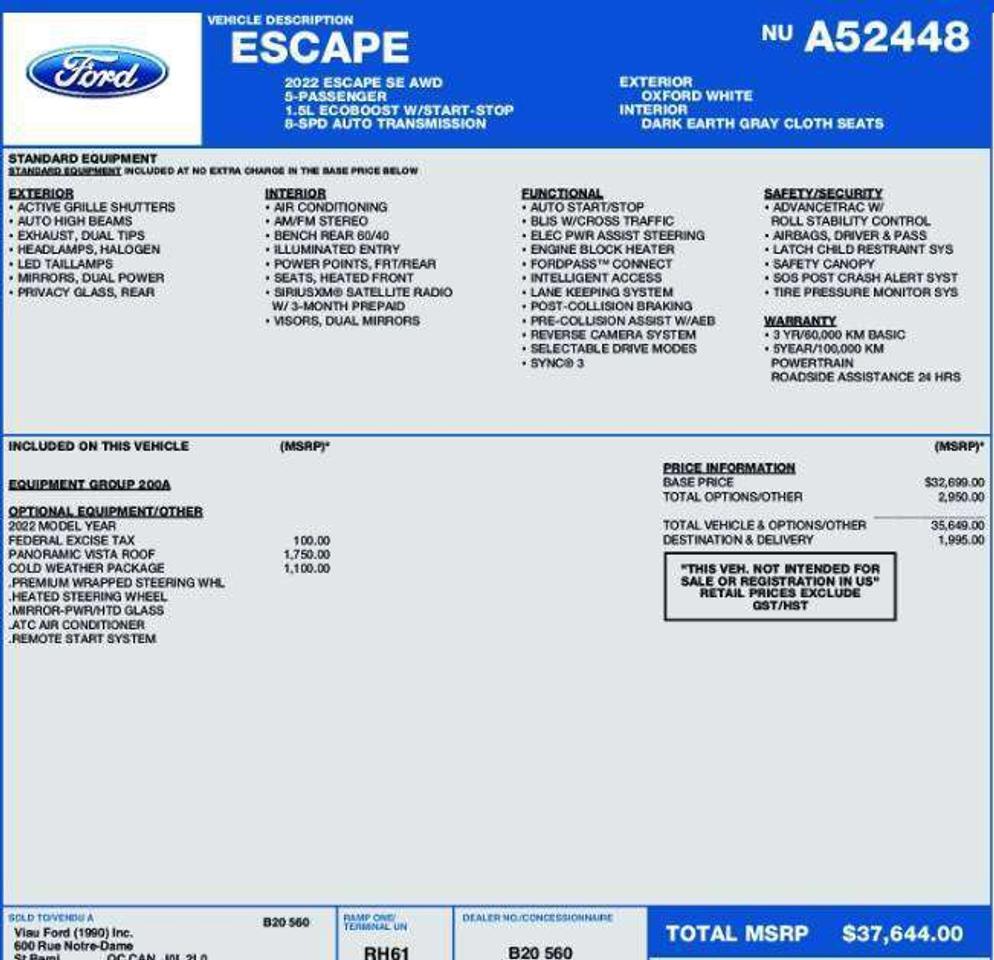 2022 Ford Escape SE| CLEAN CARFAX| PANO | CARPLAY | AWD | Photo