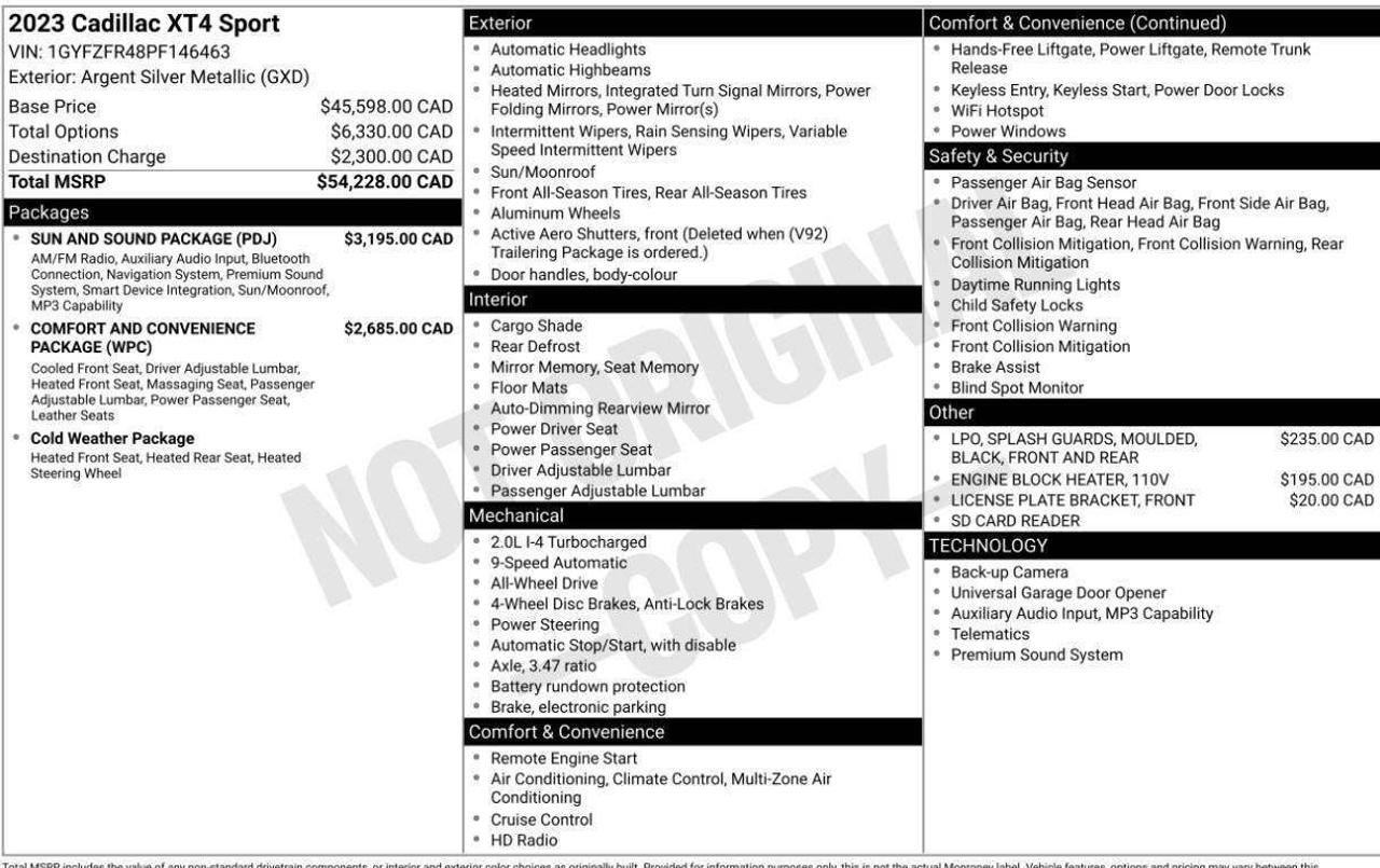 2023 Cadillac XT4 SPORT AWD | CLEAN CARFAX | PANO| MASSAGE SEATS Photo