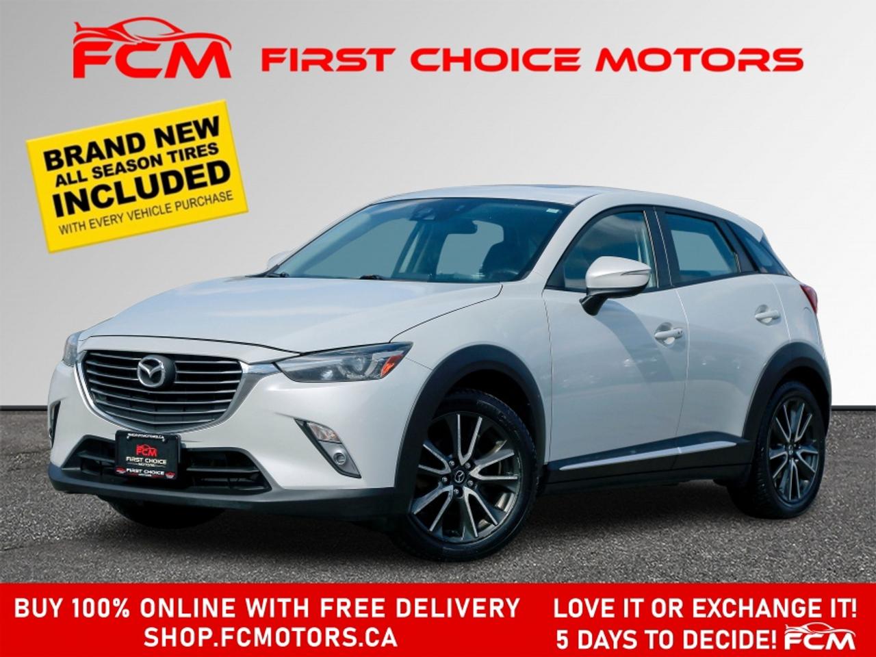 ** ** SPECIAL LIMITED TIME OFFER ** ** PURCHASE ANY VEHICLE THIS WEEK AND RECEIVE 4 BRAND-NEW ALL-SEASON TIRES AT NO ADDITIONAL COST!!! DON   T MISS THIS EXCLUSIVE CHANCE TO UPGRADE YOUR RIDE AND STAY PREPARED FOR ANY WEATHER!!! <br><br>EXCITING NEWS FROM FIRST CHOICE MOTORS! Our brand-new online showroom is now open to the public, bringing the ultimate car shopping experience right to your fingertips! Enjoy a 100% online car shopping experience, with over 500 certified vehicles in stock, comprehensive protection plans, and thousands of new auto parts & accessories available! Plus, for a limited time, were offering FREE deliveries across Ontario on all vehicle purchases! Dont miss out   visit Shop.fcmotors.ca to find and upgrade your perfect vehicle today!<br><br>Welcome to First Choice Motors, the largest car dealership in Toronto of pre-owned cars, SUVs, and vans priced between $5000-$15,000. With an impressive inventory of over 300 vehicles in stock, we are dedicated to providing our customers with a vast selection of affordable and reliable options. <br><br>Were thrilled to offer a used 2016 Mazda CX-3 GT, light grey color with 239,000km (STK#10013) This vehicle was $11990 NOW ON SALE FOR $10990. It is equipped with the following features:<br>- Automatic Transmission<br>- Leather Seats<br>- Sunroof<br>- Heated seats<br>- Navigation<br>- All wheel drive<br>- Bluetooth<br>- Reverse camera<br>- Alloy wheels<br>- Power windows<br>- Power locks<br>- Power mirrors<br>- Air Conditioning<br><br>At First Choice Motors, we believe in providing quality vehicles that our customers can depend on. All our vehicles come with a 36-day guarantee on all safety related items. We also offer additional warranty options up to 5 years for our customers who want extra peace of mind.<br><br>Furthermore, all our vehicles are sold fully certified with brand new brakes rotors and pads, a fresh oil change, and brand new set of all-season tires installed & balanced. You can be confident that this car is in excellent condition and ready to hit the road.<br><br>At First Choice Motors, we believe that everyone deserves a chance to own a reliable and affordable vehicle. Thats why we offer financing options with low interest rates starting at 7.9% O.A.C. Were proud to approve all customers, including those with bad credit, no credit, students, and even 9 socials. Our finance team is dedicated to finding the best financing option for you and making the car buying process as smooth and stress-free as possible.<br><br>Our dealership is open 7 days a week to provide you with the best customer service possible. We carry the largest selection of used vehicles for sale under $9990 in all of Ontario. We stock over 300 cars, mostly Hyundai, Chevrolet, Mazda, Honda, Volkswagen, Toyota, Ford, Dodge, Kia, Mitsubishi, Acura, Lexus, and more. With our ongoing sale, you can find your dream car at a price you can afford. Come visit us today and experience why we are the best choice for your next used car purchase!<br><br>All prices include $22.00 OMVIC Fee.  Excludes, license plates, ownership registration and ONTARIO HST (13%)<br>*No Credit Card payments can be accepted for Vehicle Purchases*