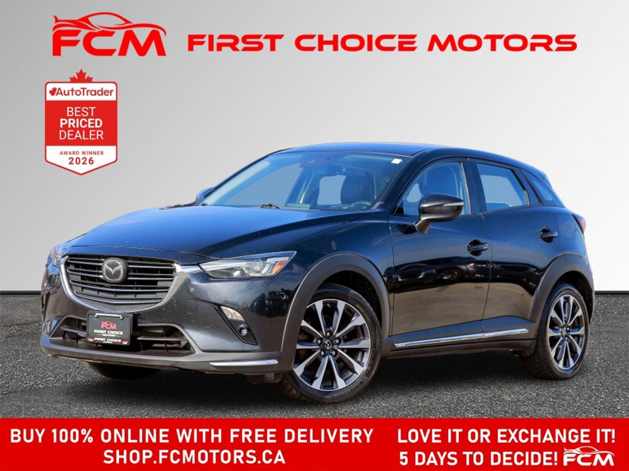 ** ** SPECIAL LIMITED TIME OFFER ** ** PURCHASE ANY VEHICLE THIS WEEK AND RECEIVE 4 BRAND-NEW ALL-SEASON TIRES AT NO ADDITIONAL COST!!! DON   T MISS THIS EXCLUSIVE CHANCE TO UPGRADE YOUR RIDE AND STAY PREPARED FOR ANY WEATHER!!! <br><br>EXCITING NEWS FROM FIRST CHOICE MOTORS! Our brand-new online showroom is now open to the public, bringing the ultimate car shopping experience right to your fingertips! Enjoy a 100% online car shopping experience, with over 500 certified vehicles in stock, comprehensive protection plans, and thousands of new auto parts & accessories available! Plus, for a limited time, were offering FREE deliveries across Ontario on all vehicle purchases! Dont miss out   visit Shop.fcmotors.ca to find and upgrade your perfect vehicle today!<br><br>Welcome to First Choice Motors, the largest car dealership in Toronto of pre-owned cars, SUVs, and vans priced between $5000-$15,000. With an impressive inventory of over 300 vehicles in stock, we are dedicated to providing our customers with a vast selection of affordable and reliable options. <br><br>Were thrilled to offer a used 2019 Mazda CX-3 GT Skyactiv, black color with 206,000km (STK#10035) This vehicle was $13990 NOW ON SALE FOR $12990. It is equipped with the following features:<br>- Automatic Transmission<br>- Leather Seats<br>- Sunroof<br>- Heated seats<br>- Navigation<br>- All wheel drive<br>- Bluetooth<br>- Reverse camera<br>- Alloy wheels<br>- Power windows<br>- Power locks<br>- Power mirrors<br>- Air Conditioning<br><br>At First Choice Motors, we believe in providing quality vehicles that our customers can depend on. All our vehicles come with a 36-day guarantee on all safety related items. We also offer additional warranty options up to 5 years for our customers who want extra peace of mind.<br><br>Furthermore, all our vehicles are sold fully certified with brand new brakes rotors and pads, a fresh oil change, and brand new set of all-season tires installed & balanced. You can be confident that this car is in excellent condition and ready to hit the road.<br><br>At First Choice Motors, we believe that everyone deserves a chance to own a reliable and affordable vehicle. Thats why we offer financing options with low interest rates starting at 7.9% O.A.C. Were proud to approve all customers, including those with bad credit, no credit, students, and even 9 socials. Our finance team is dedicated to finding the best financing option for you and making the car buying process as smooth and stress-free as possible.<br><br>Our dealership is open 7 days a week to provide you with the best customer service possible. We carry the largest selection of used vehicles for sale under $9990 in all of Ontario. We stock over 300 cars, mostly Hyundai, Chevrolet, Mazda, Honda, Volkswagen, Toyota, Ford, Dodge, Kia, Mitsubishi, Acura, Lexus, and more. With our ongoing sale, you can find your dream car at a price you can afford. Come visit us today and experience why we are the best choice for your next used car purchase!<br><br>All prices include $22.00 OMVIC Fee.  Excludes, license plates, ownership registration and ONTARIO HST (13%)<br>*No Credit Card payments can be accepted for Vehicle Purchases*