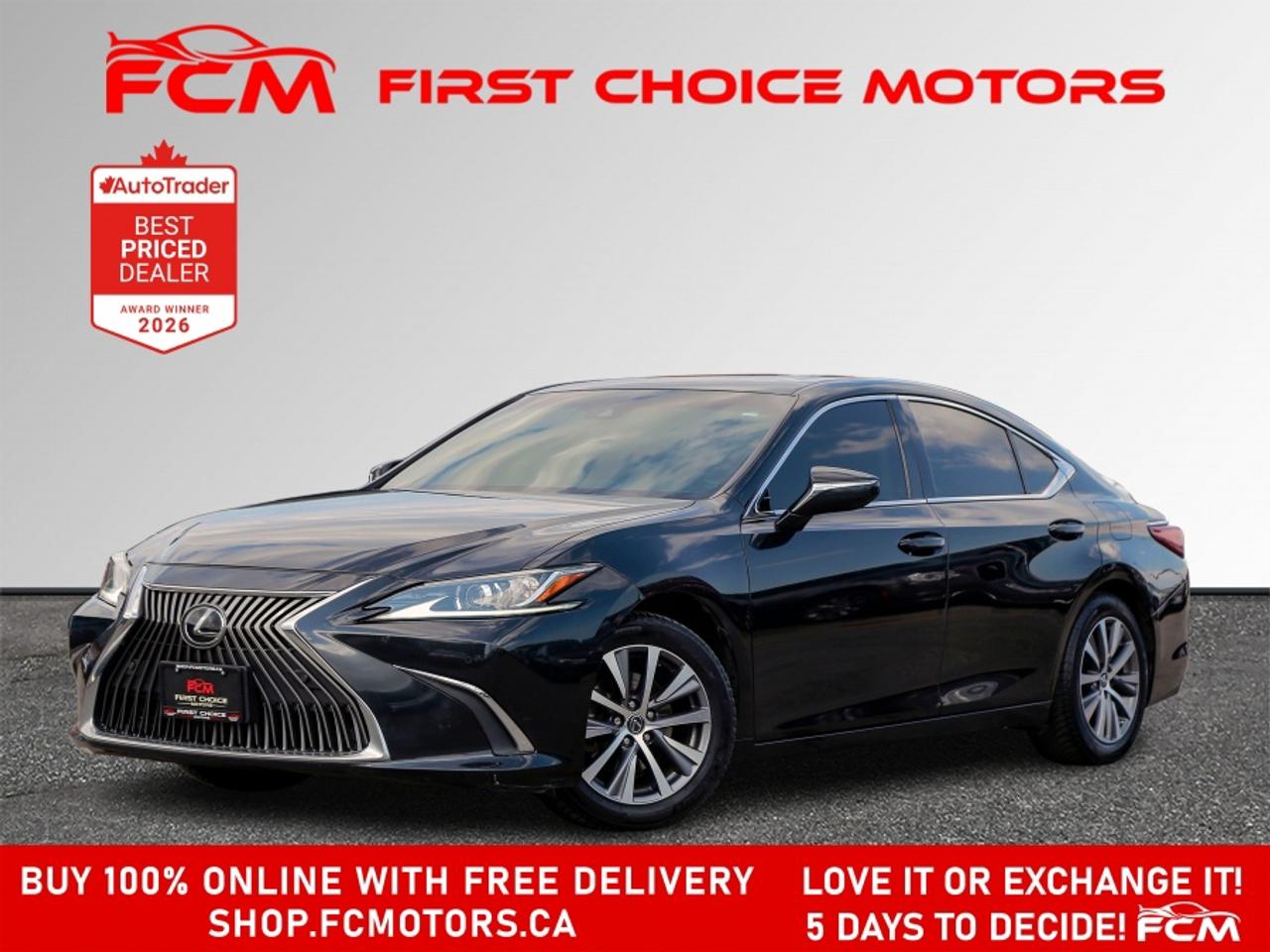 ** ** SPECIAL LIMITED TIME OFFER ** ** PURCHASE ANY VEHICLE THIS WEEK AND RECEIVE 4 BRAND-NEW ALL-SEASON TIRES AT NO ADDITIONAL COST!!! DON   T MISS THIS EXCLUSIVE CHANCE TO UPGRADE YOUR RIDE AND STAY PREPARED FOR ANY WEATHER!!! <br><br>EXCITING NEWS FROM FIRST CHOICE MOTORS! Our brand-new online showroom is now open to the public, bringing the ultimate car shopping experience right to your fingertips! Enjoy a 100% online car shopping experience, with over 500 certified vehicles in stock, comprehensive protection plans, and thousands of new auto parts & accessories available! Plus, for a limited time, were offering FREE deliveries across Ontario on all vehicle purchases! Dont miss out   visit Shop.fcmotors.ca to find and upgrade your perfect vehicle today!<br><br>Welcome to First Choice Motors, the largest car dealership in Toronto of pre-owned cars, SUVs, and vans priced between $5000-$15,000. With an impressive inventory of over 300 vehicles in stock, we are dedicated to providing our customers with a vast selection of affordable and reliable options. <br><br>Were thrilled to offer a used 2019 Lexus ES 350, black color with 164,000km (STK#10065) This vehicle was $27490 NOW ON SALE FOR $25990. It is equipped with the following features:<br>- Automatic Transmission<br>- Leather Seats<br>- Sunroof<br>- Heated seats<br>- Navigation<br>- Bluetooth<br>- Reverse camera<br>- Alloy wheels<br>- Power windows<br>- Power locks<br>- Power mirrors<br>- Air Conditioning<br><br>At First Choice Motors, we believe in providing quality vehicles that our customers can depend on. All our vehicles come with a 36-day guarantee on all safety related items. We also offer additional warranty options up to 5 years for our customers who want extra peace of mind.<br><br>Furthermore, all our vehicles are sold fully certified with brand new brakes rotors and pads, a fresh oil change, and brand new set of all-season tires installed & balanced. You can be confident that this car is in excellent condition and ready to hit the road.<br><br>At First Choice Motors, we believe that everyone deserves a chance to own a reliable and affordable vehicle. Thats why we offer financing options with low interest rates starting at 7.9% O.A.C. Were proud to approve all customers, including those with bad credit, no credit, students, and even 9 socials. Our finance team is dedicated to finding the best financing option for you and making the car buying process as smooth and stress-free as possible.<br><br>Our dealership is open 7 days a week to provide you with the best customer service possible. We carry the largest selection of used vehicles for sale under $9990 in all of Ontario. We stock over 300 cars, mostly Hyundai, Chevrolet, Mazda, Honda, Volkswagen, Toyota, Ford, Dodge, Kia, Mitsubishi, Acura, Lexus, and more. With our ongoing sale, you can find your dream car at a price you can afford. Come visit us today and experience why we are the best choice for your next used car purchase!<br><br>All prices include $22.00 OMVIC Fee.  Excludes, license plates, ownership registration and ONTARIO HST (13%)<br>*No Credit Card payments can be accepted for Vehicle Purchases*