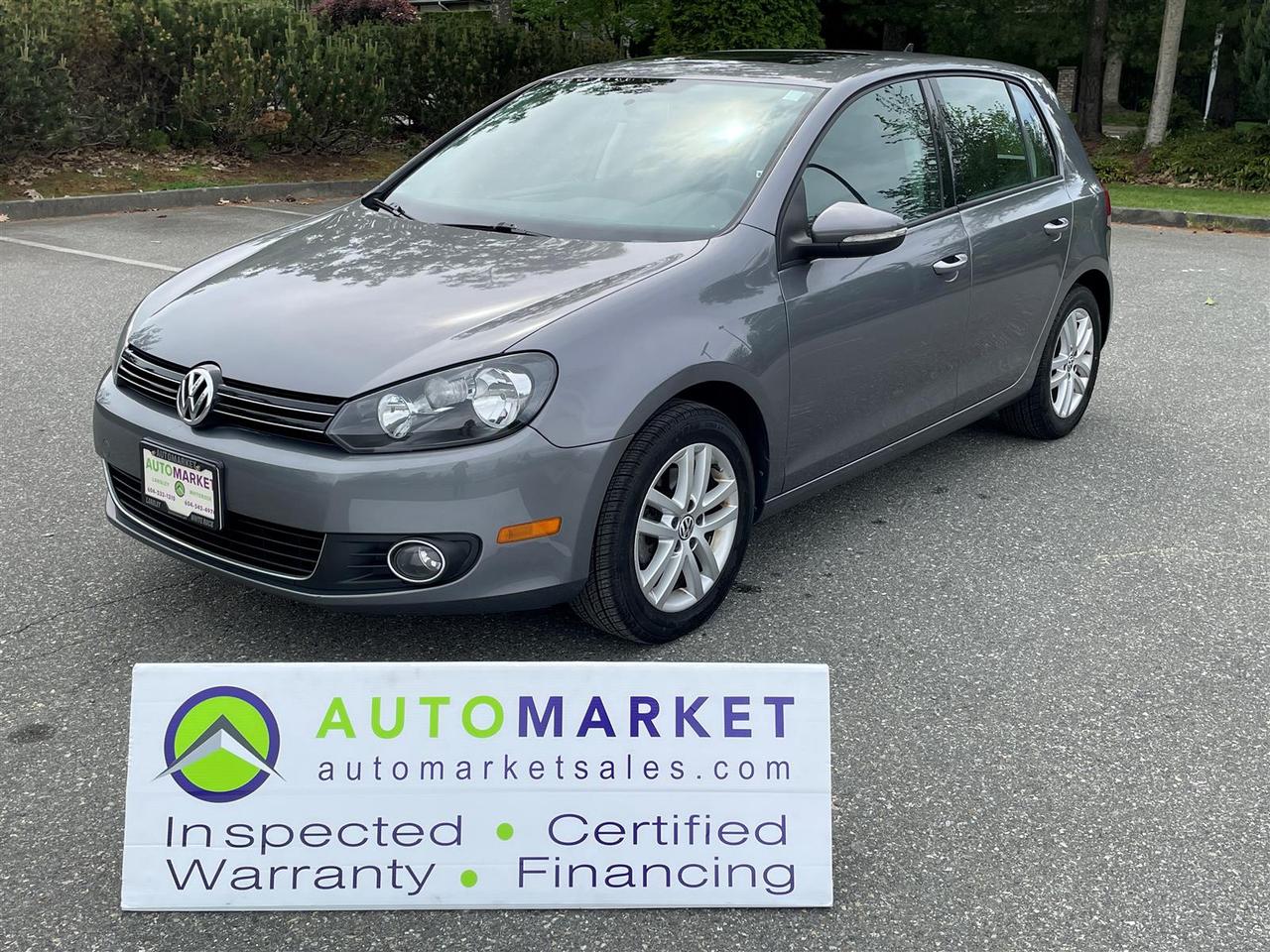 HIGHLINE GOLF, LOCAL CAR, AUTOMATIC, SUNROOF, HEATED LEATHER SEATS. LOCAL NO ACCIDENT DECLARATIONS, FINANCING, WARRANTY AND INSPECTED!<br /><br />&ldquo;No Pricing Tricks, No Hidden Fees&mdash;Just Great Cars at Great Prices&rdquo;. If you see a better price on the internet then ask what the sellers extra purchase fees are and if you have to finance the vehicle to obtain their advertised price. Every vehicle at Automarket is inspected, Warrantied and Financeable!<br /><br />Welcome to the Automarket, your community dealership of "YES". We are featuring a spectacular condition Golf Highline. This is a Local car with no accident declarations, super low km's and an excellent service history according to CARFAX.&nbsp;<br /><br />loaded Highline with Heated Leather Seats, Power Glass Sunroof, Allof the Power Features, Alloy Wheels and navigation.<br /><br />Having been fully inspected, we know that the Tires are brand New, the Brakes are 80% New in the front and 100% new in the rear. The Oil has been changed and we tested the battery and the Coolant as well as fully detailed the vehicle for your enjoyment and peace of mind.<br /><br />2 LOCATIONS TO SERVE YOU, BE SURE TO CALL FIRST TO CONFIRM WHERE THE VEHICLE IS PARKED<br />WHITE ROCK 604-542-4970 LANGLEY 604-533-1310 OWNER'S CELL 604-649-0565<br /><br />We are a family owned and operated business since 1983 and we are committed to offering outstanding vehicles backed by exceptional customer service, now and in the future.<br />What ever your specific needs may be, we will custom tailor your purchase exactly how you want or need it to be. All you have to do is give us a call and we will happily walk you through all the steps with no stress and no pressure.<br />WE ARE THE HOUSE OF YES?<br />ADDITIONAL BENFITS WHEN BUYING FROM SK AUTOMARKET:<br />ON SITE FINANCING THROUGH OUR 17 AFFILIATED BANKS AND VEHICLE FINANCE COMPANIES<br />IN HOUSE LEASE TO OWN PROGRAM.<br />EVRY VEHICLE HAS UNDERGONE A 120 POINT COMPREHENSIVE INSPECTION<br />EVERY PURCHASE INCLUDES A FREE POWERTRAIN WARRANTY<br />EVERY VEHICLE INCLUDES A CARFAX AND ICBC DAMAGE REPORT<br />EVERY VEHICLE IS GUARANTEED LIEN FREE<br />DISCOUNTED RATES ON PARTS AND SERVICE FOR YOUR NEW CAR AND ANY OTHER FAMILY CARS THAT NEED WORK NOW AND IN THE FUTURE.<br />36 YEARS IN THE VEHICLE SALES INDUSTRY<br />A+++ MEMBER OF THE BETTER BUSINESS BUREAU<br />RATED TOP DEALER BY CARGURUS 2 YEARS IN A ROW<br />MEMBER IN GOOD STANDING WITH THE VEHICLE SALES AUTHORITY OF BRITISH COLUMBIA<br />MEMBER OF THE AUTOMOTIVE RETAILERS ASSOCIATION<br />COMMITTED CONTRIBUTER TO OUR LOCAL COMMUNITY AND THE RESIDENTS OF BC<br /><br /> This vehicle has been Fully Inspected, Certified and Qualifies for Our Free Extended Warranty.Don't forget to ask about our Great Finance and Lease Rates. We also have a Options for Buy Here Pay Here and Lease to Own for Good Customers in Bad Situations. 2 locations to help you, White Rock and Langley. Be sure to call before you come to confirm the vehicles location and availability or look us up at www.automarketsales.com. White Rock 604-542-4970 and Langley 604-533-1310. Serving Surrey, Delta, Langley, Richmond, Vancouver, all of BC and western Canada. Financing & leasing available. CALL SK AUTOMARKET LTD. 6045424970. Call us toll-free at 1 877 813-6807. $999 Documentation fee (negotiable) and applicable taxes are in addition to advertised prices. LANGLEY LOCATION DEALER# 40038 S. SURREY LOCATION DEALER #9987<br />