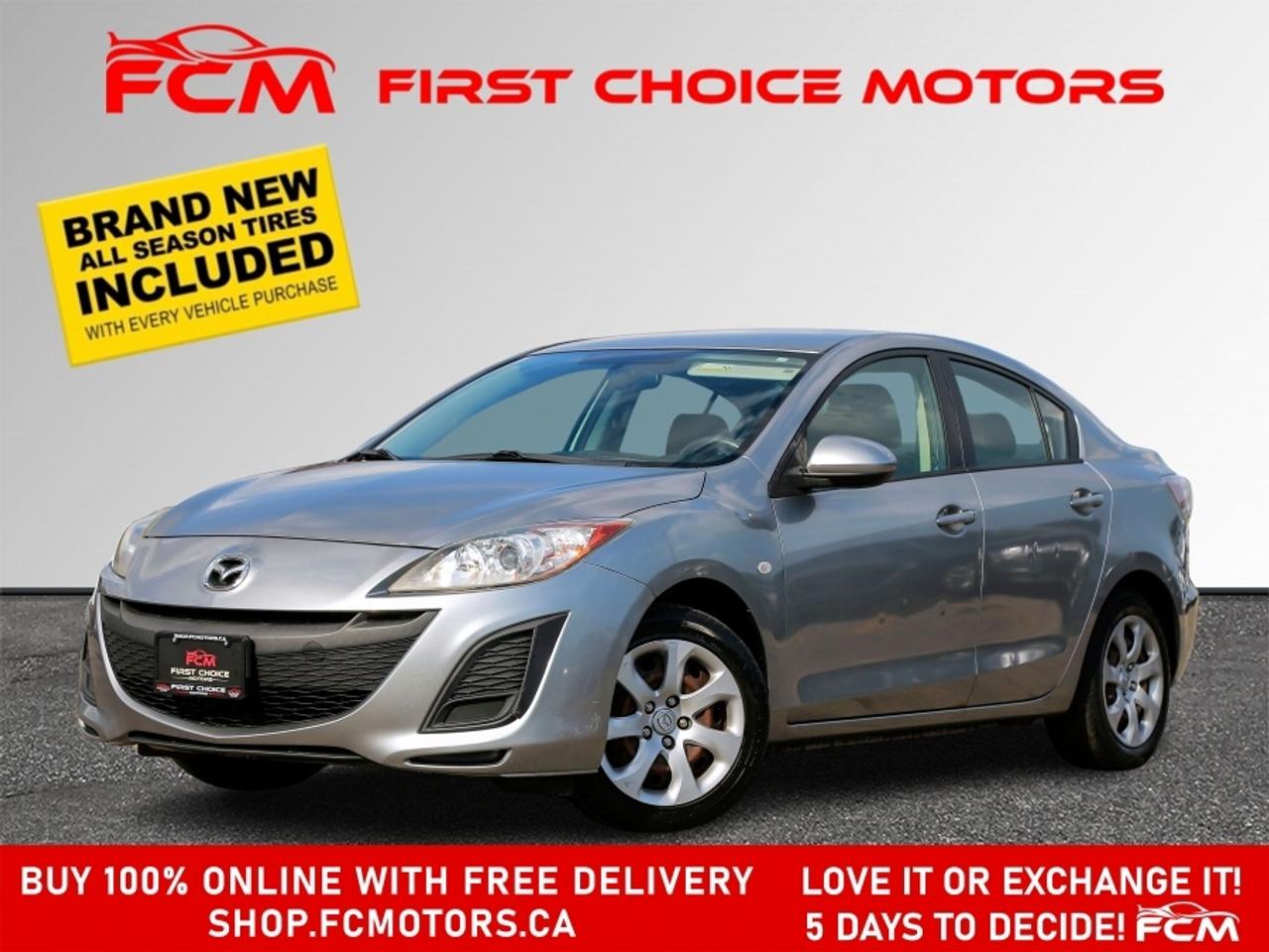 ** ** SPECIAL LIMITED TIME OFFER ** ** PURCHASE ANY VEHICLE THIS WEEK AND RECEIVE 4 BRAND-NEW ALL-SEASON TIRES AT NO ADDITIONAL COST!!! DONT MISS THIS EXCLUSIVE CHANCE TO UPGRADE YOUR RIDE AND STAY PREPARED FOR ANY WEATHER!!!       EXCITING NEWS FROM FIRST CHOICE MOTORS! Our brand-new online showroom is now open to the public, bringing the ultimate car shopping experience right to your fingertips! Enjoy a 100% online car shopping experience, with over 500 certified vehicles in stock, comprehensive protection plans, and thousands of new auto parts & accessories available! Plus, for a limited time, were offering FREE deliveries across Ontario on all vehicle purchases! Dont miss outvisit Shop.fcmotors.ca to find and upgrade your perfect vehicle today!      Welcome to First Choice Motors, the largest car dealership in Toronto of pre-owned cars, SUVs, and vans priced between $5000-$15,000. With an impressive inventory of over 300 vehicles in stock, we are dedicated to providing our customers with a vast selection of affordable and reliable options.       Were thrilled to offer a used 2010 Mazda MAZDA3 GX, grey color with 133,000km (STK#10047) This vehicle was $7990 NOW ON SALE FOR $6990. It is equipped with the following features:   - Automatic Transmission   - Power windows   - Power locks   - Power mirrors   - Air Conditioning      At First Choice Motors, we believe in providing quality vehicles that our customers can depend on. All our vehicles come with a 36-day guarantee on all safety related items. We also offer additional warranty options up to 5 years for our customers who want extra peace of mind.      Furthermore, all our vehicles are sold fully certified with brand new brakes rotors and pads, a fresh oil change, and brand new set of all-season tires installed & balanced. You can be confident that this car is in excellent condition and ready to hit the road.      At First Choice Motors, we believe that everyone deserves a chance to own a reliable and affordable vehicle. Thats why we offer financing options with low interest rates starting at 7.9% O.A.C. Were proud to approve all customers, including those with bad credit, no credit, students, and even 9 socials. Our finance team is dedicated to finding the best financing option for you and making the car buying process as smooth and stress-free as possible.      Our dealership is open 7 days a week to provide you with the best customer service possible. We carry the largest selection of used vehicles for sale under $9990 in all of Ontario. We stock over 300 cars, mostly Hyundai, Chevrolet, Mazda, Honda, Volkswagen, Toyota, Ford, Dodge, Kia, Mitsubishi, Acura, Lexus, and more. With our ongoing sale, you can find your dream car at a price you can afford. Come visit us today and experience why we are the best choice for your next used car purchase!      All prices include $22.00 OMVIC Fee.  Excludes, license plates, ownership registration and ONTARIO HST (13%)   *No Credit Card payments can be accepted for Vehicle Purchases*    *No Credit Card payments can be accepted for Vehicle Purchases*