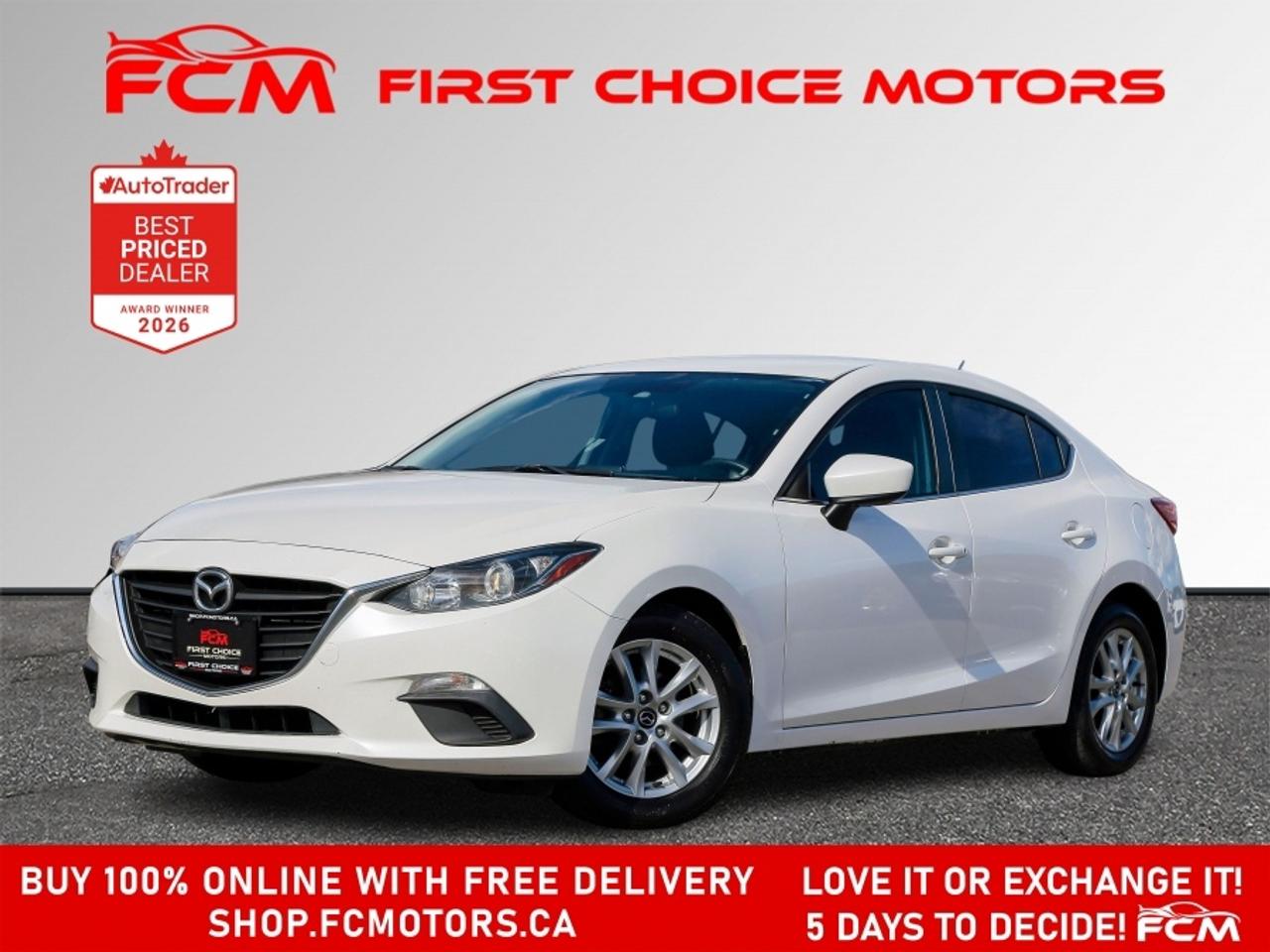 ** ** SPECIAL LIMITED TIME OFFER ** ** PURCHASE ANY VEHICLE THIS WEEK AND RECEIVE 4 BRAND-NEW ALL-SEASON TIRES AT NO ADDITIONAL COST!!! DONT MISS THIS EXCLUSIVE CHANCE TO UPGRADE YOUR RIDE AND STAY PREPARED FOR ANY WEATHER!!!       EXCITING NEWS FROM FIRST CHOICE MOTORS! Our brand-new online showroom is now open to the public, bringing the ultimate car shopping experience right to your fingertips! Enjoy a 100% online car shopping experience, with over 500 certified vehicles in stock, comprehensive protection plans, and thousands of new auto parts & accessories available! Plus, for a limited time, were offering FREE deliveries across Ontario on all vehicle purchases! Dont miss outvisit Shop.fcmotors.ca to find and upgrade your perfect vehicle today!      Welcome to First Choice Motors, the largest car dealership in Toronto of pre-owned cars, SUVs, and vans priced between $5000-$15,000. With an impressive inventory of over 300 vehicles in stock, we are dedicated to providing our customers with a vast selection of affordable and reliable options.       Were thrilled to offer a used 2014 Mazda MAZDA3 TOURING Skyactiv, white color with 285,000km (STK#10030) This vehicle was $7490 NOW ON SALE FOR $6990. It is equipped with the following features:   - Automatic Transmission   - Bluetooth   - Reverse camera   - Alloy wheels   - Power windows   - Power locks   - Power mirrors   - Air Conditioning      At First Choice Motors, we believe in providing quality vehicles that our customers can depend on. All our vehicles come with a 36-day guarantee on all safety related items. We also offer additional warranty options up to 5 years for our customers who want extra peace of mind.      Furthermore, all our vehicles are sold fully certified with brand new brakes rotors and pads, a fresh oil change, and brand new set of all-season tires installed & balanced. You can be confident that this car is in excellent condition and ready to hit the road.      At First Choice Motors, we believe that everyone deserves a chance to own a reliable and affordable vehicle. Thats why we offer financing options with low interest rates starting at 7.9% O.A.C. Were proud to approve all customers, including those with bad credit, no credit, students, and even 9 socials. Our finance team is dedicated to finding the best financing option for you and making the car buying process as smooth and stress-free as possible.      Our dealership is open 7 days a week to provide you with the best customer service possible. We carry the largest selection of used vehicles for sale under $9990 in all of Ontario. We stock over 300 cars, mostly Hyundai, Chevrolet, Mazda, Honda, Volkswagen, Toyota, Ford, Dodge, Kia, Mitsubishi, Acura, Lexus, and more. With our ongoing sale, you can find your dream car at a price you can afford. Come visit us today and experience why we are the best choice for your next used car purchase!      All prices include $22.00 OMVIC Fee.  Excludes, license plates, ownership registration and ONTARIO HST (13%)   *No Credit Card payments can be accepted for Vehicle Purchases*    *No Credit Card payments can be accepted for Vehicle Purchases*