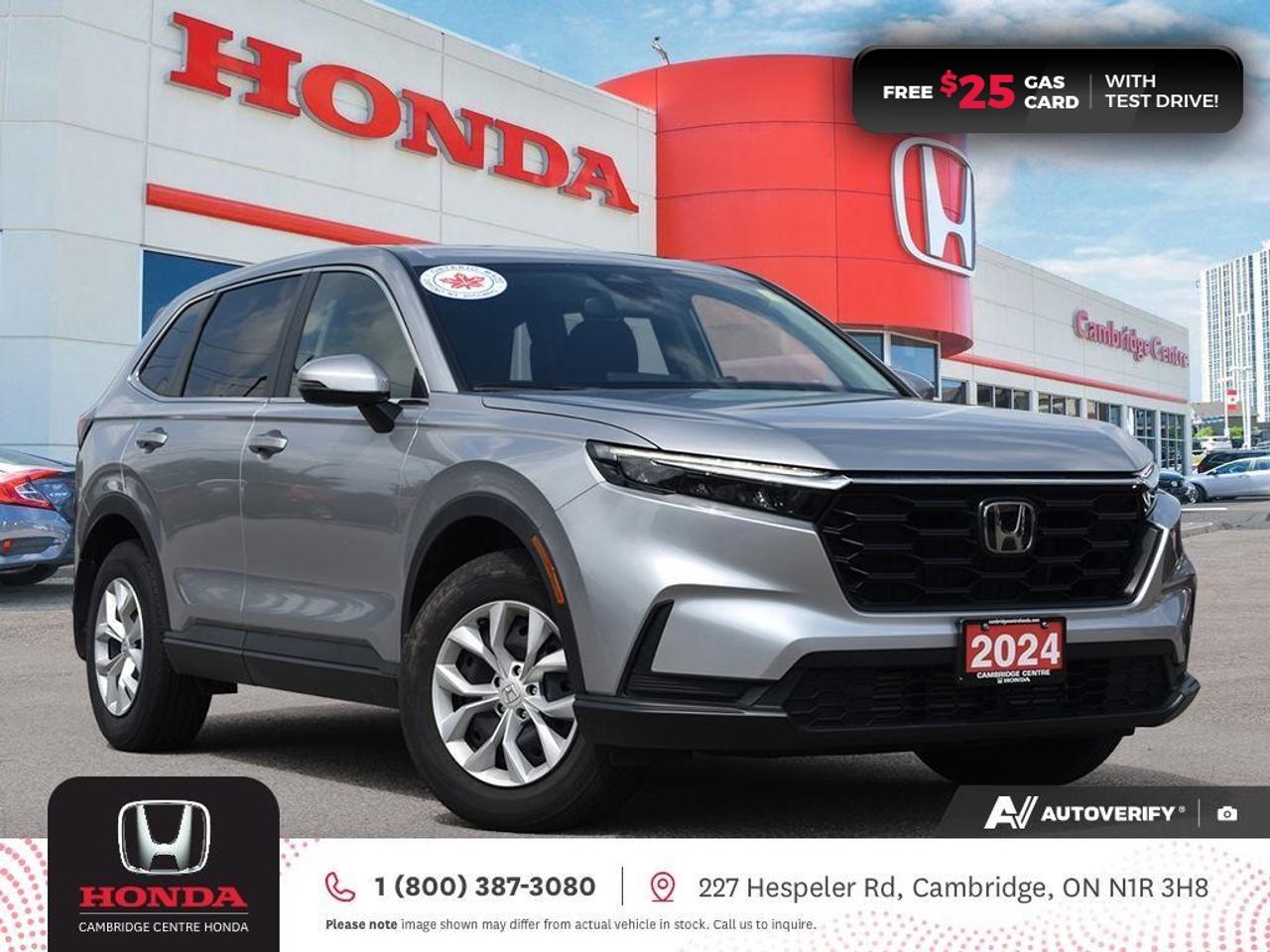 <p><span style=color:rgb( 0 , 0 , 0 )><strong>LOW KM CR-V! IN EXCELLENT SHAPE! CLEAN CARFAX! TEST DRIVE TODAY! </strong></span></p><p><span style=color:rgb( 0 , 0 , 0 )>2024 Honda CR-V LX-B AWD featuring CVT transmission, five passenger seating, remote engine starter, rearview camera with dynamic guidelines, Apple CarPlay and Android Auto connectivity, Siri® Eyes Free compatibility, ECON mode, steering wheel mounted controls, cruise control, air conditioning, dual climate zones, heated front seats, 12V power outlet, proximity key entry, push button start, power mirrors, power locks, power windows, 60/40 split fold-down rear seatback, Anchors and Tethers for Children (LATCH), The Honda Sensing Technologies - Adaptive Cruise Control, Forward Collision Warning system, Collision Mitigation Braking system, Lane Departure Warning system, Lane Keeping Assist system, Road Departure Mitigation system, Traffic Jam Assist and Rear Cross Traffic Monitor, remote keyless entry, LED daytime running lights, electronic stability control and anti-lock braking system.Contact Cambridge Centre Honda for special discounted finance rates, as low as 8.99%, on approved credit from Honda Financial Services. </span></p><p><span style=color:rgb( 255 , 0 , 0 )><strong>FREE $25 GAS CARD WITH TEST DRIVE!</strong></span></p><p><span style=color:rgb( 0 , 0 , 0 )>Our philosophy is simple. We believe that buying and owning a car should be easy, enjoyable and transparent. Welcome to the Cambridge Centre Honda Family! Cambridge Centre Honda proudly serves customers from Cambridge, Kitchener, Waterloo, Brantford, Hamilton, Waterford, Brant, Woodstock, Paris, Branchton, Preston, Hespeler, Galt, Puslinch, Morriston, Roseville, Plattsville, New Hamburg, Baden, Tavistock, Stratford, Wellesley, St. Clements, St. Jacobs, Elmira, Breslau, Guelph, Fergus, Elora, Rockwood, Halton Hills, Georgetown, Milton and all across Ontario!</span></p>