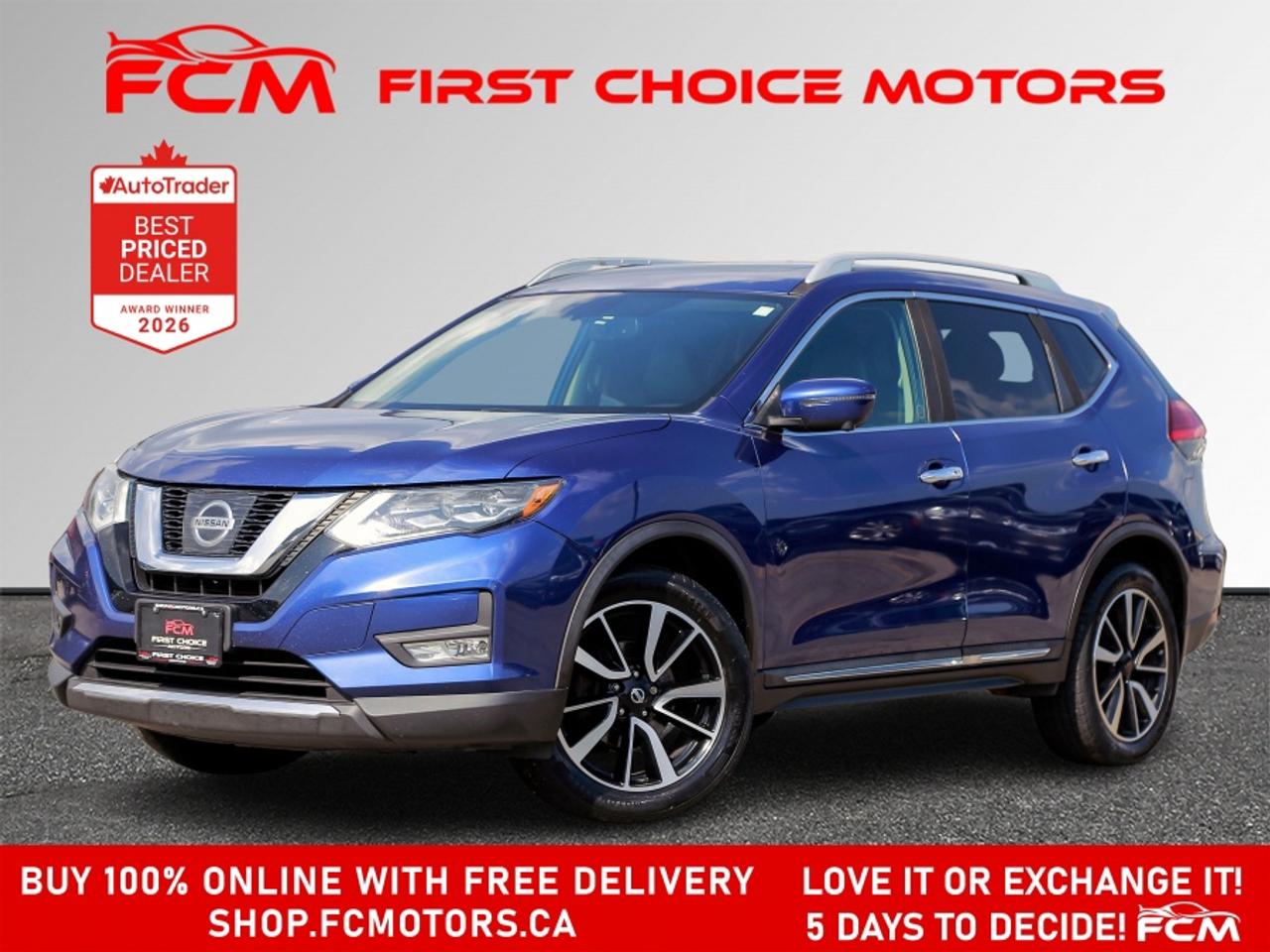 ** ** SPECIAL LIMITED TIME OFFER ** ** PURCHASE ANY VEHICLE THIS WEEK AND RECEIVE 4 BRAND-NEW ALL-SEASON TIRES AT NO ADDITIONAL COST!!! DON   T MISS THIS EXCLUSIVE CHANCE TO UPGRADE YOUR RIDE AND STAY PREPARED FOR ANY WEATHER!!! <br><br>EXCITING NEWS FROM FIRST CHOICE MOTORS! Our brand-new online showroom is now open to the public, bringing the ultimate car shopping experience right to your fingertips! Enjoy a 100% online car shopping experience, with over 500 certified vehicles in stock, comprehensive protection plans, and thousands of new auto parts & accessories available! Plus, for a limited time, were offering FREE deliveries across Ontario on all vehicle purchases! Dont miss out   visit Shop.fcmotors.ca to find and upgrade your perfect vehicle today!<br><br>Welcome to First Choice Motors, the largest car dealership in Toronto of pre-owned cars, SUVs, and vans priced between $5000-$15,000. With an impressive inventory of over 300 vehicles in stock, we are dedicated to providing our customers with a vast selection of affordable and reliable options. <br><br>Were thrilled to offer a used 2017 Nissan Rogue SL PLATINUM, blue color with 191,000km (STK#10080) This vehicle was $12990 NOW ON SALE FOR $11990. It is equipped with the following features:<br>- Automatic Transmission<br>- Leather Seats<br>- Sunroof<br>- Heated seats<br>- Navigation<br>- All wheel drive<br>- Bluetooth<br>- Reverse camera<br>- Alloy wheels<br>- Power windows<br>- Power locks<br>- Power mirrors<br>- Air Conditioning<br><br>At First Choice Motors, we believe in providing quality vehicles that our customers can depend on. All our vehicles come with a 36-day guarantee on all safety related items. We also offer additional warranty options up to 5 years for our customers who want extra peace of mind.<br><br>Furthermore, all our vehicles are sold fully certified with brand new brakes rotors and pads, a fresh oil change, and brand new set of all-season tires installed & balanced. You can be confident that this car is in excellent condition and ready to hit the road.<br><br>At First Choice Motors, we believe that everyone deserves a chance to own a reliable and affordable vehicle. Thats why we offer financing options with low interest rates starting at 7.9% O.A.C. Were proud to approve all customers, including those with bad credit, no credit, students, and even 9 socials. Our finance team is dedicated to finding the best financing option for you and making the car buying process as smooth and stress-free as possible.<br><br>Our dealership is open 7 days a week to provide you with the best customer service possible. We carry the largest selection of used vehicles for sale under $9990 in all of Ontario. We stock over 300 cars, mostly Hyundai, Chevrolet, Mazda, Honda, Volkswagen, Toyota, Ford, Dodge, Kia, Mitsubishi, Acura, Lexus, and more. With our ongoing sale, you can find your dream car at a price you can afford. Come visit us today and experience why we are the best choice for your next used car purchase!<br><br>All prices include $22.00 OMVIC Fee.  Excludes, license plates, ownership registration and ONTARIO HST (13%)<br>*No Credit Card payments can be accepted for Vehicle Purchases*