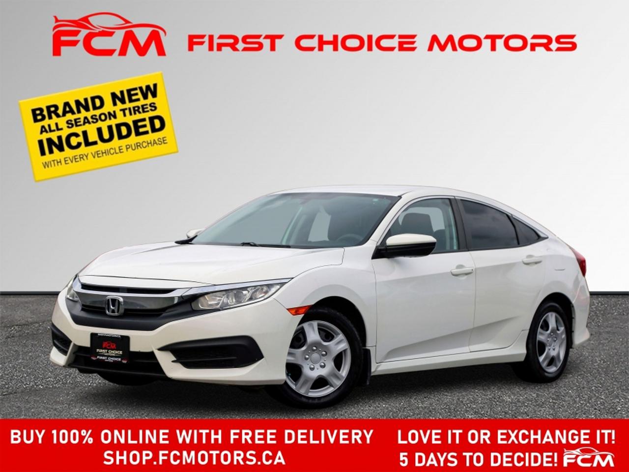 ** ** SPECIAL LIMITED TIME OFFER ** ** PURCHASE ANY VEHICLE THIS WEEK AND RECEIVE 4 BRAND-NEW ALL-SEASON TIRES AT NO ADDITIONAL COST!!! DON   T MISS THIS EXCLUSIVE CHANCE TO UPGRADE YOUR RIDE AND STAY PREPARED FOR ANY WEATHER!!! <br><br>EXCITING NEWS FROM FIRST CHOICE MOTORS! Our brand-new online showroom is now open to the public, bringing the ultimate car shopping experience right to your fingertips! Enjoy a 100% online car shopping experience, with over 500 certified vehicles in stock, comprehensive protection plans, and thousands of new auto parts & accessories available! Plus, for a limited time, were offering FREE deliveries across Ontario on all vehicle purchases! Dont miss out   visit Shop.fcmotors.ca to find and upgrade your perfect vehicle today!<br><br>Welcome to First Choice Motors, the largest car dealership in Toronto of pre-owned cars, SUVs, and vans priced between $5000-$15,000. With an impressive inventory of over 300 vehicles in stock, we are dedicated to providing our customers with a vast selection of affordable and reliable options. <br><br>Were thrilled to offer a used 2017 Honda Civic LX, white color with 195,000km (STK#10087) This vehicle was $13990 NOW ON SALE FOR $12990. It is equipped with the following features:<br>- Automatic Transmission<br>- Heated seats<br>- Bluetooth<br>- Apple CarPlay<br>- Reverse camera<br>- Power windows<br>- Power locks<br>- Power mirrors<br>- Air Conditioning<br><br>At First Choice Motors, we believe in providing quality vehicles that our customers can depend on. All our vehicles come with a 36-day guarantee on all safety related items. We also offer additional warranty options up to 5 years for our customers who want extra peace of mind.<br><br>Furthermore, all our vehicles are sold fully certified with brand new brakes rotors and pads, a fresh oil change, and brand new set of all-season tires installed & balanced. You can be confident that this car is in excellent condition and ready to hit the road.<br><br>At First Choice Motors, we believe that everyone deserves a chance to own a reliable and affordable vehicle. Thats why we offer financing options with low interest rates starting at 7.9% O.A.C. Were proud to approve all customers, including those with bad credit, no credit, students, and even 9 socials. Our finance team is dedicated to finding the best financing option for you and making the car buying process as smooth and stress-free as possible.<br><br>Our dealership is open 7 days a week to provide you with the best customer service possible. We carry the largest selection of used vehicles for sale under $9990 in all of Ontario. We stock over 300 cars, mostly Hyundai, Chevrolet, Mazda, Honda, Volkswagen, Toyota, Ford, Dodge, Kia, Mitsubishi, Acura, Lexus, and more. With our ongoing sale, you can find your dream car at a price you can afford. Come visit us today and experience why we are the best choice for your next used car purchase!<br><br>All prices include $22.00 OMVIC Fee.  Excludes, license plates, ownership registration and ONTARIO HST (13%)<br>*No Credit Card payments can be accepted for Vehicle Purchases*