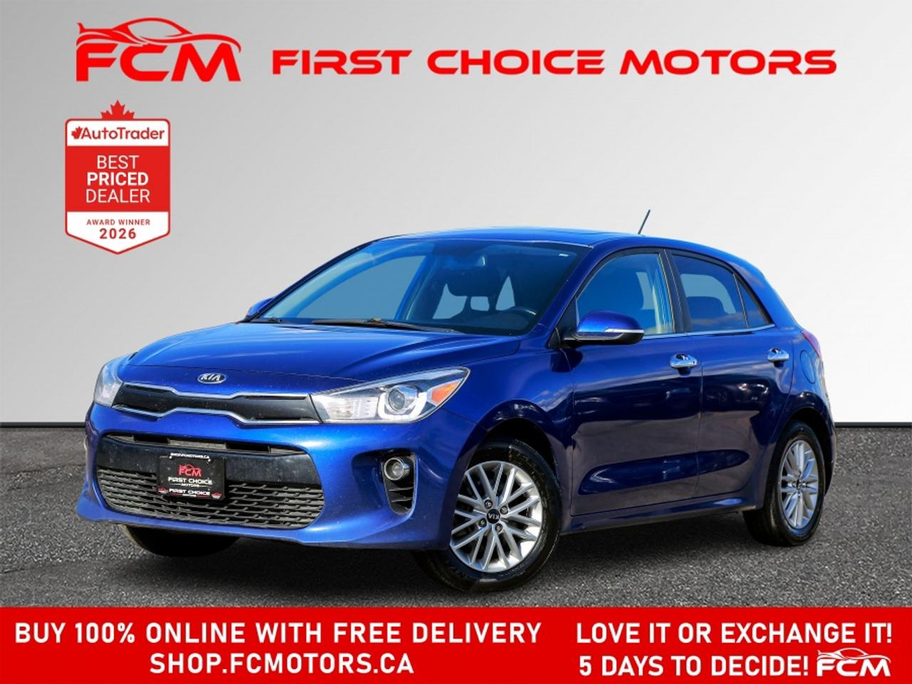 ** ** SPECIAL LIMITED TIME OFFER ** ** PURCHASE ANY VEHICLE THIS WEEK AND RECEIVE 4 BRAND-NEW ALL-SEASON TIRES AT NO ADDITIONAL COST!!! DON   T MISS THIS EXCLUSIVE CHANCE TO UPGRADE YOUR RIDE AND STAY PREPARED FOR ANY WEATHER!!! <br><br>EXCITING NEWS FROM FIRST CHOICE MOTORS! Our brand-new online showroom is now open to the public, bringing the ultimate car shopping experience right to your fingertips! Enjoy a 100% online car shopping experience, with over 500 certified vehicles in stock, comprehensive protection plans, and thousands of new auto parts & accessories available! Plus, for a limited time, were offering FREE deliveries across Ontario on all vehicle purchases! Dont miss out   visit Shop.fcmotors.ca to find and upgrade your perfect vehicle today!<br><br>Welcome to First Choice Motors, the largest car dealership in Toronto of pre-owned cars, SUVs, and vans priced between $5000-$15,000. With an impressive inventory of over 300 vehicles in stock, we are dedicated to providing our customers with a vast selection of affordable and reliable options. <br><br>Were thrilled to offer a used 2019 Kia Rio EX, blue color with 223,000km (STK#10090) This vehicle was $8490 NOW ON SALE FOR $7990. It is equipped with the following features:<br>- Automatic Transmission<br>- Hatchback<br>- Sunroof<br>- Heated seats<br>- Bluetooth<br>- Reverse camera<br>- Alloy wheels<br>- Power windows<br>- Power locks<br>- Power mirrors<br>- Air Conditioning<br><br>At First Choice Motors, we believe in providing quality vehicles that our customers can depend on. All our vehicles come with a 36-day guarantee on all safety related items. We also offer additional warranty options up to 5 years for our customers who want extra peace of mind.<br><br>Furthermore, all our vehicles are sold fully certified with brand new brakes rotors and pads, a fresh oil change, and brand new set of all-season tires installed & balanced. You can be confident that this car is in excellent condition and ready to hit the road.<br><br>At First Choice Motors, we believe that everyone deserves a chance to own a reliable and affordable vehicle. Thats why we offer financing options with low interest rates starting at 7.9% O.A.C. Were proud to approve all customers, including those with bad credit, no credit, students, and even 9 socials. Our finance team is dedicated to finding the best financing option for you and making the car buying process as smooth and stress-free as possible.<br><br>Our dealership is open 7 days a week to provide you with the best customer service possible. We carry the largest selection of used vehicles for sale under $9990 in all of Ontario. We stock over 300 cars, mostly Hyundai, Chevrolet, Mazda, Honda, Volkswagen, Toyota, Ford, Dodge, Kia, Mitsubishi, Acura, Lexus, and more. With our ongoing sale, you can find your dream car at a price you can afford. Come visit us today and experience why we are the best choice for your next used car purchase!<br><br>All prices include $22.00 OMVIC Fee.  Excludes, license plates, ownership registration and ONTARIO HST (13%)<br>*No Credit Card payments can be accepted for Vehicle Purchases*