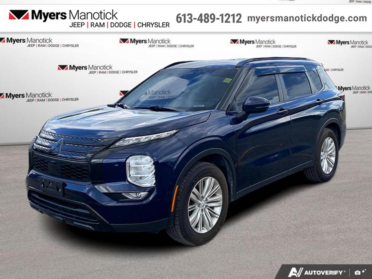 <b>Tow Package, 2 Sets of Matts, Original Books, Panoramic Sunroof,  Power Liftgate,  Heated Seats,  Apple CarPlay,  Android Auto, and more!<br> <br></b><br>   Compare at $30887 - Our Price is just $29987! <br> <br>With a muscular, wide stance, this 2024 Outlander is more than a redesign, its a revolution. This 2024 Mitsubishi Outlander is for sale today in Manotick.<br> <br>Designed with your family in mind, the Mitsubishi Outlander blends sophistication and convenience with innovative, purposeful technologies. Experience cutting-edge Super All-Wheel Control with up to 6 modes for reliable handling and stability. Featuring a beautifully sculpted exterior, a refine driving experience, and tech rich cabin make for a revolutionary new experience in the SUV segment. For an intuitive driving experience, check out this redesigned 2024 Outlander.<br> <br>This SUV has 62,099 km. Its Cosmic Blue in colour. It has an Automatic transmission and is powered by a 181HP 2.5L 4 Cylinder Engine. <br> <br> Our Outlanders trim level is SE S-AWC. Stepping up to this Outlander SE is a great choice as it comes very well equipped with a massive power sunroof, a power rear liftgate, an 8 inch color display thats compatible with Apple CarPlay, Android Auto, and SiriusXM satellite radio. Get comfortable behind the heated steering wheel with its ultra supportive heated front seats, dual zone climate control and durable cloth seats. Additional features include remote keyless entry, roof rails, an enhanced suspension with active stability control, lane departure warning, a rear view camera with rear parking sensors, hill hold assist, forward collision alert, stylish aluminum wheels, front fog lights and much more. This vehicle has been upgraded with the following features: Sunroof, Power Liftgate, Heated Seats, Apple CarPlay, Android Auto, Heated Steering Wheel, Blind Spot Detection.<br> <br>To apply right now for financing use this link: <a href=https://CreditOnline.dealertrack.ca/Web/Default.aspx?Token=3206df1a-492e-4453-9f18-918b5245c510&Lang=en target=_blank>https://CreditOnline.dealertrack.ca/Web/Default.aspx?Token=3206df1a-492e-4453-9f18-918b5245c510&Lang=en</a><br> <br/><br>If youre looking for a Dodge, Ram, Jeep, and Chrysler dealership in Ottawa that always goes above and beyond for you, visit Myers Manotick Dodge today! Were more than just great cars. We provide the kind of world-class Dodge service experience near Kanata that will make you a Myers customer for life. And with fabulous perks like extended service hours, our 30-day tire price guarantee, the Myers No Charge Engine/Transmission for Life program, and complimentary shuttle service, its no wonder were a top choice for drivers everywhere. Get more with Myers! <br>*LIFETIME ENGINE TRANSMISSION WARRANTY NOT AVAILABLE ON VEHICLES WITH KMS EXCEEDING 140,000KM, VEHICLES 8 YEARS & OLDER, OR HIGHLINE BRAND VEHICLE(eg. BMW, INFINITI. CADILLAC, LEXUS...)<br> Come by and check out our fleet of 20+ used cars and trucks and 40+ new cars and trucks for sale in Manotick.  o~o