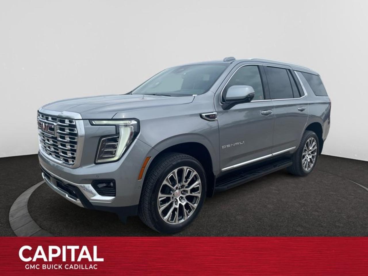 This 2026 GMC Yukon in Sterling Metallic is equipped with 4WD and Gas V8 6.2L/ engine.The GMC Yukon is designed with power and purpose. Bold exterior styling cues and refined details give it an unmistakable presence on the road. From its three-dimensional grille, advanced lighting and stylish wheels to its active grille shutters, rainsense front wipers and hidden rear wiper, youll find innovative features both inside and out. With seating for up to nine, premium materials and inspiring capability, this SUV offers a perfect blend of craftsmanship, comfort and functionality. The interior features optional heated and ventilated seats, heated steering wheel, a quiet cabin, keyless open and start and climate controls. Not to mention the innovative seating and storage, from third-row power fold flat seats and second-row power-release fold and tumble seats to a large center console, articulating screen with hidden storage and 1113 L /39.3 cu. ft. (XL model; Yukon 433 L /15.3 cu. ft.) of cargo space behind the third row. The Yukon comes with 5.3L V-8 EcoTec3 Engine, can tow up to 3856 KG (8500 LB.) And to deliver a refined, solid and smooth drive, youll find hydraulic mounts, improved handling and automatic locking rear differential. Technology and infotainment innovations let you stay conveniently connected and in control, with features like multiple USB ports and an 8-inch infotainment system with available navigation. Not to mention a customizable driver information center, rear vision camera, rear seat reminder and access to the myGMC app. This SUV is equipped with an array of available advanced safety features to help prepare you for the unexpected, including available forward collision alert, low speed forward automatic braking, front and rear park assist, and much more.Key features of the Yukon Denali include: 6.2L EcoTec3 V8 engine with 420 hp and 460lb.-ft of torque, 10-speed automatic transmission, Premium Denali styling, Magnetic Ride Control, Available power-retractable assist steps with perimeter lighting, HID Headlamps with LED signature daytime running lamps, Heated and ventilated 12-way power-adjustable driver and front-passenger bucket seats, Heated second-row bucket seats, Leather-wrapped heated steering wheel, 8 customizable driver display and multi-color Head-Up Display, Bose CenterPoint Premium Audio System, Bose Active Noise Cancellation, and Available 22 wheels.Check out this vehicles pictures, features, options and specs, and let us know if you have any questions. Helping find the perfect vehicle FOR YOU is our only priority.P.S...Sometimes texting is easier. Text (or call) 306-801-9090 for fast answers at your fingertips!Dealer License #914248Disclaimer: All prices are plus taxes & fees. See dealer for Details. Dealer Permit # 914248 See dealer for Details.