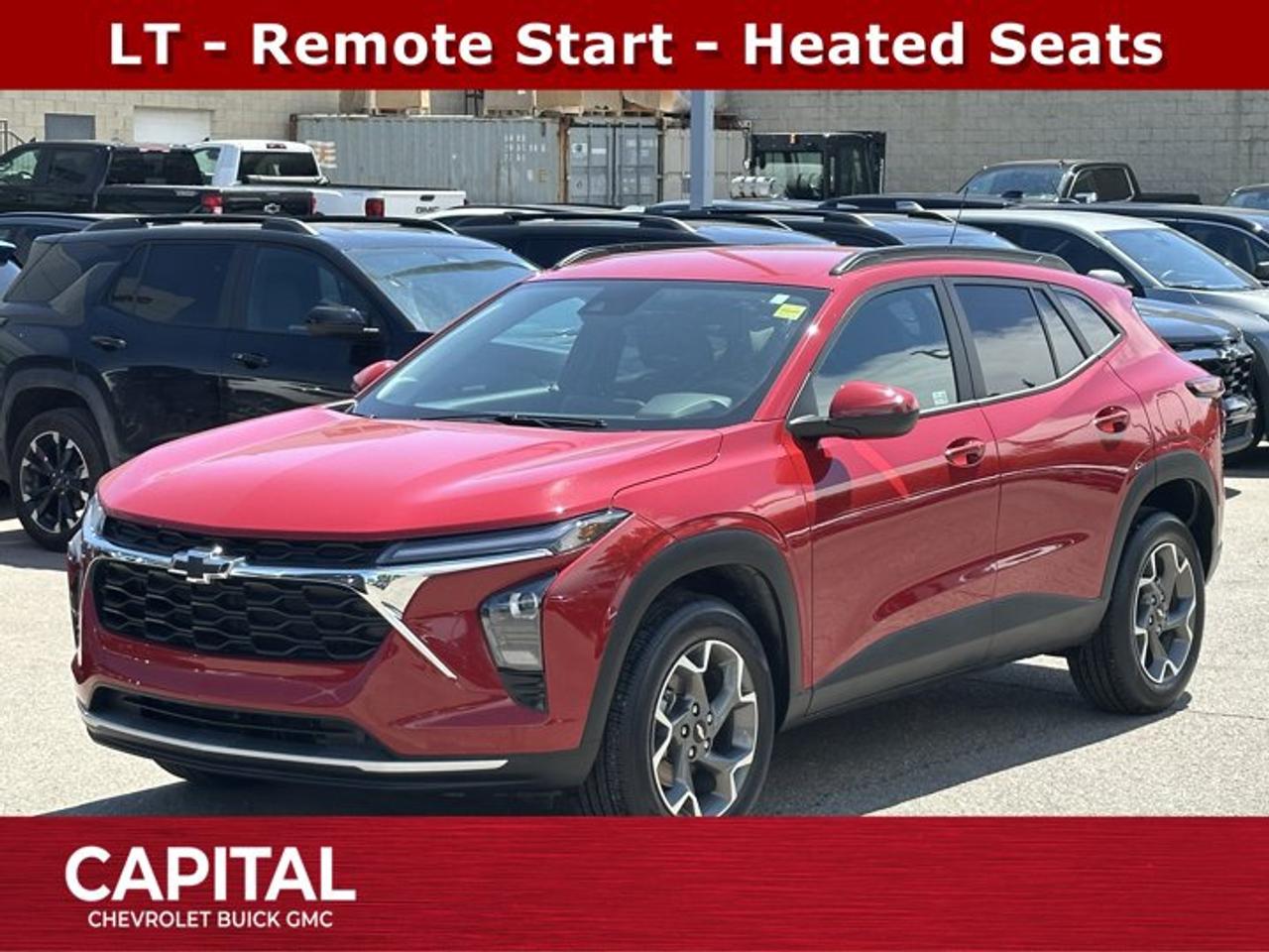This Chevrolet Trax delivers a Turbocharged Gas 3-Cyl 1.2L/ engine powering this Automatic transmission. TRANSMISSION, 6-SPEED AUTOMATIC (STD), LT PREFERRED EQUIPMENT GROUP includes Standard Equipment, LPO, BLACK BOWTIE EMBLEMS, FRONT AND REAR.*This Chevrolet Trax Comes Equipped with These Options *ENGINE, ECOTEC 1.2L TURBO DOHC DI WITH VARIABLE VALVE TIMING (VVT) (137 hp [102 kW] @ 5000 rpm, 162 lb-ft of torque [219 N-m] @ 2500 rpm) (STD), ENGINE BLOCK HEATER, APEX RED, Wireless Apple CarPlay/Wireless Android Auto, Wipers, front intermittent, variable speed, Wiper, rear, intermittent, Windows, power rear, express down, Window, power, front passenger with express down, Window, power, driver with express down, Wi-Fi Hotspot capable (Terms and limitations apply. See onstar.ca or dealer for details.).* Visit Us Today *A short visit to Capital Chevrolet Buick GMC Inc. located at 13103 Lake Fraser Drive SE, Calgary, AB T2J 3H5 can get you a dependable Trax today!