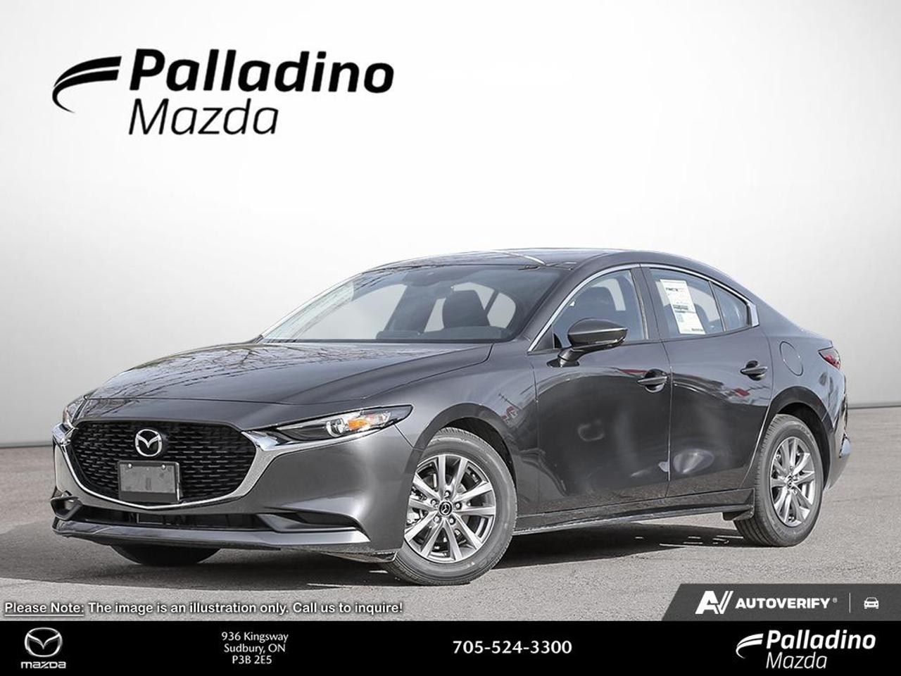 Discover the smart value and everyday confidence of the new 2026 Mazda Mazda3 GX at Palladino Mazda in Greater Sudbury. This brand new sedan blends clean design, a refined cabin, and trusted Mazda engineering. Finished in Grey with a Black interior, it delivers a polished look and a comfortable drive for daily commuting and weekend travel.

The 2026 Mazda Mazda3 GX brings a balanced approach to driving. Its 2.5-litre SKYACTIV-G DOHC 16-valve I4 engine works with a 6-Speed SKYACTIV-Drive automatic transmission and front-wheel drive for smooth response and easy control. The result is a sedan that feels composed in city traffic and steady on the highway.

FEATURES OF THE Mazda3 GX
»» Grey exterior with clean modern presence
»» Black interior with simple refined layout
»» 2.5-litre SKYACTIV-G four-cylinder engine
»» 6-Speed automatic with front-wheel drive

ADVANCED SAFETY FEATURES
»» Engineered body structure helps absorb impacts
»» Rearview camera supports easier reversing manoeuvres
»» Advanced airbag system helps protect occupants
»» Stability control supports confident road handling

PERFORMANCE AND EFFICIENCY
»» 2.5-litre engine delivers smooth daily power
»» Six-speed automatic shifts with refined response
»» Front-wheel drive supports year-round confidence
»» SKYACTIV technology balances power and efficiency

COMFORT AND CONVENIENCE
»» Four-door sedan layout aids easy entry
»» Automatic transmission helps reduce driving effort
»» Well-designed cabin keeps controls close
»» Comfortable interior suits daily commuting needs

TECHNOLOGY AND CONNECTIVITY
»» Clear driver information display aids awareness
»» User-friendly cabin layout supports easy operation
»» Modern Mazda engineering enhances daily usability
»» Practical controls help limit driver distraction

CARGO SPACE
»» Sedan trunk handles everyday gear easily
»» Rear cargo area suits errands well
»» Wide opening helps loading larger items
»» Useful storage for commuting essentials

WHAT OTHER OWNERS LIKE
»» Smooth ride quality in daily driving
»» Responsive steering with confident road feel
»» Strong value from practical design
»» Quiet cabin with refined overall character

For drivers in Greater Sudbury, the 2026 Mazda Mazda3 GX is an appealing choice when you want comfort, efficiency, and proven quality in one sleek package. Its Grey exterior gives it a modern road presence, while the Black interior keeps the cabin timeless and easy to enjoy every day.

This brand new 2026 Mazda Mazda3 GX is a smart fit for first-time buyers, commuters, and anyone looking for a dependable compact sedan with a more refined feel. Visit Palladino Mazda and see how this new Mazda sedan delivers the right mix of performance, practicality, and everyday ease.

This 2026 Mazda Mazda3 GXs VIN is: 3MZBPABL9TM512890 .

The advertised price is for financing only and applies exclusively to vehicles eligible for financing. Vehicles sold as-is are not eligible for financing and require full payment at purchase. All cash purchases of finance-eligible vehicles will be subject to an additional $2,501.00. This advertised price also does not include taxes and licensing fees. For as-is vehicles: the motor vehicle sold under this contract is being sold as-is and is not represented as being in road worthy condition, mechanically sound or maintained at any guaranteed level of quality.<p>Discover the smart value and everyday confidence of the new 2026 Mazda Mazda3 GX at Palladino Mazda in Greater Sudbury. This brand new sedan blends clean design</p>
<p> it delivers a polished look and a comfortable drive for daily commuting and weekend travel.

The 2026 Mazda Mazda3 GX brings a balanced approach to driving. Its 2.5-litre SKYACTIV-G DOHC 16-valve I4 engine works with a 6-Speed SKYACTIV-Drive automatic transmission and front-wheel drive for smooth response and easy control. The result is a sedan that feels composed in city traffic and steady on the highway.

FEATURES OF THE Mazda3 GX
»» Grey exterior with clean modern presence
»» Black interior with simple refined layout
»» 2.5-litre SKYACTIV-G four-cylinder engine
»» 6-Speed automatic with front-wheel drive

ADVANCED SAFETY FEATURES
»» Engineered body structure helps absorb impacts
»» Rearview camera supports easier reversing manoeuvres
»» Advanced airbag system helps protect occupants
»» Stability control supports confident road handling

PERFORMANCE AND EFFICIENCY
»» 2.5-litre engine delivers smooth daily power
»» Six-speed automatic shifts with refined response
»» Front-wheel drive supports year-round confidence
»» SKYACTIV technology balances power and efficiency

COMFORT AND CONVENIENCE
»» Four-door sedan layout aids easy entry
»» Automatic transmission helps reduce driving effort
»» Well-designed cabin keeps controls close
»» Comfortable interior suits daily commuting needs

TECHNOLOGY AND CONNECTIVITY
»» Clear driver information display aids awareness
»» User-friendly cabin layout supports easy operation
»» Modern Mazda engineering enhances daily usability
»» Practical controls help limit driver distraction

CARGO SPACE
»» Sedan trunk handles everyday gear easily
»» Rear cargo area suits errands well
»» Wide opening helps loading larger items
»» Useful storage for commuting essentials

WHAT OTHER OWNERS LIKE
»» Smooth ride quality in daily driving
»» Responsive steering with confident road feel
»» Strong value from practical design
»» Quiet cabin with refined overall character

For drivers in Greater Sudbury</p>
<p> while the Black interior keeps the cabin timeless and easy to enjoy every day.

This brand new 2026 Mazda Mazda3 GX is a smart fit for first-time buyers</p>
<p> and anyone looking for a dependable compact sedan with a more refined feel. Visit Palladino Mazda and see how this new Mazda sedan delivers the right mix of performance</p>
<p> and everyday ease.

This 2026 Mazda Mazda3 GXs VIN is: 3MZBPABL9TM512890 .

The advertised price is for financing only and applies exclusively to vehicles eligible for financing. Vehicles sold as-is are not eligible for financing and require full payment at purchase. All cash purchases of finance-eligible vehicles will be subject to an additional $2</p>
<p>501.00. This advertised price also does not include taxes and licensing fees. For as-is vehicles: the motor vehicle sold under this contract is being sold as-is and is not represented as being in road worthy condition</p>