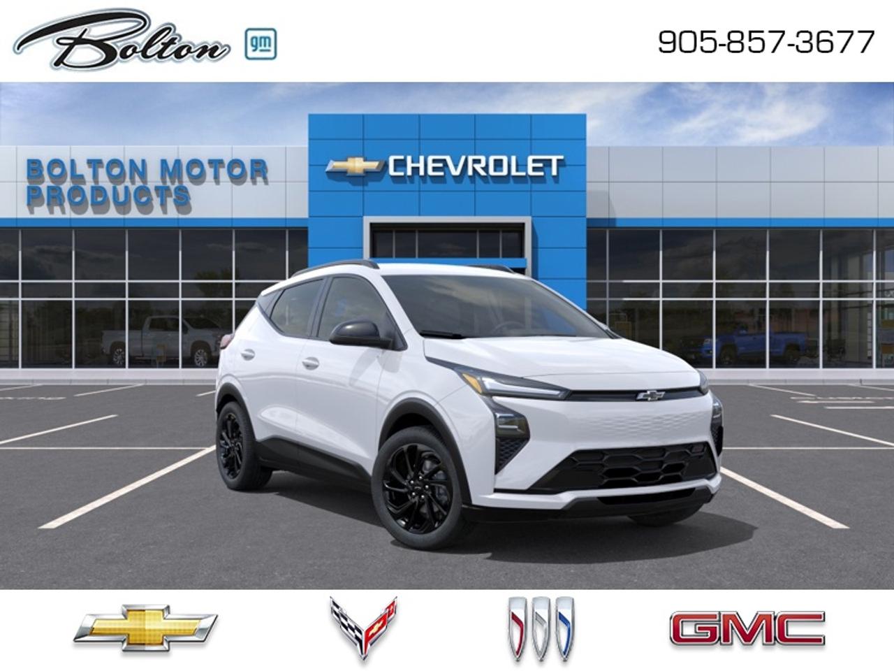 <b>Cooled Seats,  Heated Steering Wheel,  Adaptive Cruise Control,  Park Assist!</b><br> <br> The 2027 Chevrolet Bolt returns with a refreshed, modern aesthetic that perfectly captures its vibrant and approachable personality.<br> <br>On the outside, the 2027 Chevrolet Bolt presents a sleek and matured look, highlighted by a streamlined profile that glides through the air. Inside, the cabin has been thoughtfully overhauled to feel airy and open, featuring a sophisticated column-mounted shifter and high-quality materials that elevate the daily commute. With its perfect blend of eye-catching style, a tech-rich interior, and a reputation for being the ultimate companion for modern life, the Bolt is the clever choice for those ready to embrace the future of driving.<br> <br>This Summit White SUV has an Automatic transmission. <br> <br> Our Bolts trim level is RS. The interior offers a premium experience with durable Evotex seat trim, multi-colour ambient lighting, and a flat-bottom wrapped steering wheel for a more athletic feel. Comfort is prioritized through heated and ventilated front seats, an 8-way power driver adjuster, and a heated steering wheel to ensure a pleasant cabin environment in any season. The high-tech cockpit revolves around an 11.3-inch diagonal display with Google Built-In compatibility, 5G connectivity, and a crisp 11-inch driver information centre for seamless navigation and media control. Your safety is managed by a sophisticated suite of active technologies, including Blind Zone Steering Assist, Intersection Automatic Emergency Braking, and the Safety Alert Seat for enhanced situational awareness. This vehicle has been upgraded with the following features: Cooled Seats, Heated Steering Wheel, Adaptive Cruise Control, Park Assist.<br><br> <br>To apply right now for financing use this link: <a href=http://www.boltongm.ca/?https://CreditOnline.dealertrack.ca/Web/Default.aspx?Token=44d8010f-7908-4762-ad47-0d0b7de44fa8&Lang=en target=_blank>http://www.boltongm.ca/?https://CreditOnline.dealertrack.ca/Web/Default.aspx?Token=44d8010f-7908-4762-ad47-0d0b7de44fa8&Lang=en</a><br> <br/><br>At Bolton Motor Products, we offer new Chevrolet, Cadillac, Buick, GMC cars and trucks in Bolton, along with used cars, trucks and SUVs by top manufacturers. Our sales staff will help you find that new or used car you have been searching for in the Bolton, Brampton, Nobleton, Kleinburg, Vaughan, & Maple area. o~o