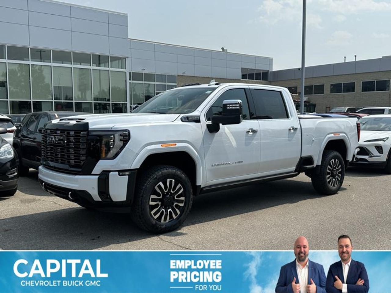This GMC Sierra 3500HD boasts a Turbocharged Diesel V8 6.6L/ engine powering this Automatic transmission. ENGINE, DURAMAX 6.6L TURBO-DIESEL V8, B20-DIESEL COMPATIBLE (470 hp [350.5 kW] @ 2800 rpm, 975 lb-ft of torque [1322 Nm] @ 1600 rpm) (STD), Wireless phone projection for Apple CarPlay and Android Auto, Wireless Charging.*This GMC Sierra 3500HD Comes Equipped with These Options *Wipers, front rain-sensing, Winter Grille Cover, Windows, power rear, express down, Window, power, rear sliding with rear defogger, Window, power front, passenger express up/down, Window, power front, drivers express up/down, Wi-Fi Hotspot capable (Terms and limitations apply. See onstar.com or dealer for details.), Wheels, 20 (50.8 cm) Ultra-bright machined aluminum wheels with gloss black inserts with Black painted pockets (Requires single rear wheels.), Wheelhouse liners, rear (Not available with dual rear wheel models.), USB ports, 2, Charge/Data ports located inside centre console.* Visit Us Today *A short visit to Capital Chevrolet Buick GMC Inc. located at 13103 Lake Fraser Drive SE, Calgary, AB T2J 3H5 can get you a dependable Sierra 3500HD today!