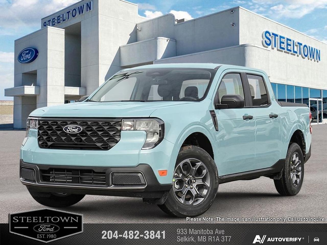 <b>FordPass Connect,  Apple CarPlay,  Android Auto,  Pre-Collision Assist,  Lane Keep Assist!</b><br> <br> We value your TIME, we wont waste it or your gas is on us!   We offer extended test drives and if you cant make it out to us we will come straight to you!<br> <br>The 2026 Ford Maverick delivers compact utility, bold styling and versatile capability in a pickup built for modern life.<br> <br>The 2026 Ford Maverick balances the utility of a pickup with the size and maneuverability tailored for daily use and light-duty tasks. Inside, the cabin features thoughtful materials, simple modern tech and seating designed to support every passenger comfortably. With its versatile footprint, confident styling and Fords reputation for dependability, the Maverick stands out as a smart choice for lifestyle-driven truck buyers.<br> <br>This Light Blue Crew Cab 4X4 pickup has an Automatic transmission and is powered by a 250HP 2.0L 4 Cylinder Engine. <br> <br> Our Mavericks trim level is XLT. This hybrid pickup blends efficiency and versatility, pairing a lithium-ion battery with regenerative braking and a 1,400 lb maximum payload to handle both daily drives and demanding tasks with ease. Inside, it features a spacious cabin with cloth bucket seats, a 13.2 SYNC 4 touchscreen, wireless Apple CarPlay and Android Auto, SiriusXM, Bluetooth, 5G Wi-Fi hotspot, and smart storage solutions for both passengers and gear. Safety is prioritized with Pre-Collision Assist with pedestrian detection, lane-keeping aid, driver monitoring, cross-traffic mitigation, multiple airbags including curtain and knee protection, rear child safety locks, and Fords advanced stability and traction systems for confident driving in all conditions. This vehicle has been upgraded with the following features: FordPass Connect, Apple CarPlay, Android Auto, Pre-Collision Assist, Lane Keep Assist, Lane Departure Warning.<br><br> View the original window sticker for this vehicle with this url <b><a href=http://www.windowsticker.forddirect.com/windowsticker.pdf?vin=3FTTW8JA9TRB20255 target=_blank>http://www.windowsticker.forddirect.com/windowsticker.pdf?vin=3FTTW8JA9TRB20255</a></b>.<br> <br>To apply right now for financing use this link: <a href=http://www.steeltownford.com/?https://CreditOnline.dealertrack.ca/Web/Default.aspx?Token=bf62ebad-31a4-49e3-93be-9b163c26b54c&La target=_blank>http://www.steeltownford.com/?https://CreditOnline.dealertrack.ca/Web/Default.aspx?Token=bf62ebad-31a4-49e3-93be-9b163c26b54c&La</a><br> <br/>5.99% financing for 84 months. Incentives expire 2026-08-31. See dealer for details. <br><br>Family owned and operated in Selkirk for 35 Years.  <br>Steeltown Ford is located just 20 minutes North of the Perimeter Hwy, with an onsite banking center that offers free consultations. <br>Ask about our special dealer rates available through all major banks and credit unions.<br>Dealer retains all rebates, plus taxes, govt fees and Steeltown Protect Plus.<br>Steeltown Ford Protect Plus includes:<br>- Life Time Tire Warranty <br>Dealer Permit # 1039<br><br><br> Come by and check out our fleet of 100+ used cars and trucks and 240+ new cars and trucks for sale in Selkirk.  o~o