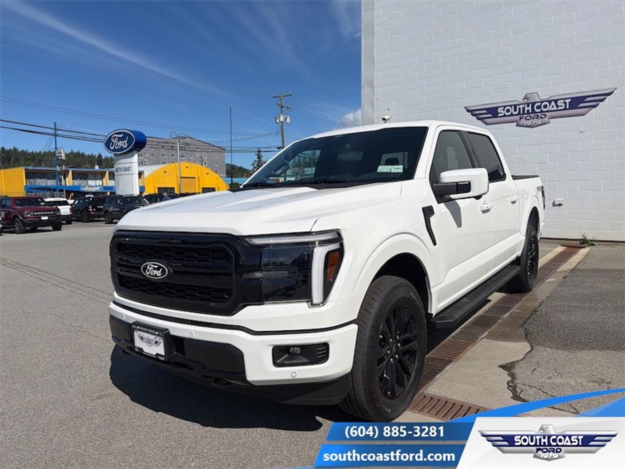 <b>Lariat Black Appearance Package, Sunroof, FX4 Off-Road Package, Tow Package, Spray-in Bedliner!</b><br> <br> The 2026 Ford F-150 incorporates driver-assist technologies and modern connectivity designed to enhance control and convenience.<br> <br>The 2026 Ford F-150 combines proven leadership in toughness with smart innovation to deliver a truck built for real-world demands. Inside, the cabin features refined materials, intuitive tech and comfortable seating to support both driver and passengers on every journey. With its strong presence, flexible design and Fords legacy of dependability, the F-150 is ready for whatever work or play you throw its way.<br> <br>This Star White Tri-Coat Crew Cab 4X4 pickup has a 10 Speed Automatic transmission and is powered by a 382HP 3.5L V6 Cylinder Engine. <br> <br> Our F-150s trim level is LARIAT. Designed for premium truck enthusiasts who demand upscale refinement alongside rugged capability, this stunning pickup stands out with its bold chrome grille, chrome bumpers with dual tow hooks, convenient running boards, directionally adaptive projector-beam LED headlights, and brilliant chrome-like PVD wheels. Inside, the luxurious cabin welcomes you with heated and ventilated ActiveX-trimmed power front seats featuring driver memory settings, a heated leatherette steering wheel, elegant metal-look accents, and clever second-row underseat storage. Premium convenience and connectivity are always at your fingertips thanks to proximity keyless entry, voice-activated dual-zone automatic climate control, power-adjustable pedals, and an outstanding eight-speaker B&O sound system paired with a 12-inch SYNC 4 display featuring connected navigation and a built-in Wi-Fi hotspot. Finally, you can travel with ultimate peace of mind backed by top-tier safety technology, including the innovative BlueCruise driving system, a comprehensive aerial view camera system, adaptive cruise control with stop-and-go, and a blind spot information system with cross-traffic alert and reverse brake assist. This vehicle has been upgraded with the following features: Lariat Black Appearance Package, Sunroof, FX4 Off-Road Package, Tow Package, Spray-in Bedliner.<br><br> View the original window sticker for this vehicle with this url <b><a href=http://www.windowsticker.forddirect.com/windowsticker.pdf?vin=1FTFW5L82TFA89207 target=_blank>http://www.windowsticker.forddirect.com/windowsticker.pdf?vin=1FTFW5L82TFA89207</a></b>.<br> <br>To apply right now for financing use this link: <a href=https://www.southcoastford.com/financing/ target=_blank>https://www.southcoastford.com/financing/</a><br> <br/>Total rebate of $2500 is reflected in the price. 3.99% financing for 84 months. <br> Buy this vehicle now for the lowest bi-weekly payment of <b>$665.70</b> with $0 down for 84 months @ 3.99% APR O.A.C. ( taxes included, $695 Administration Fee included / Total Obligation of $107379 ). Incentives expire 2026-08-31. See dealer for details. <br><br>Call South Coast Ford Sales or come visit us in person. Were convenient to Sechelt, BC and located at 5606 Wharf Avenue. and look forward to helping you with your automotive needs. <br><br> Come by and check out our fleet of 20+ used cars and trucks and 90+ new cars and trucks for sale in Sechelt.  o~o