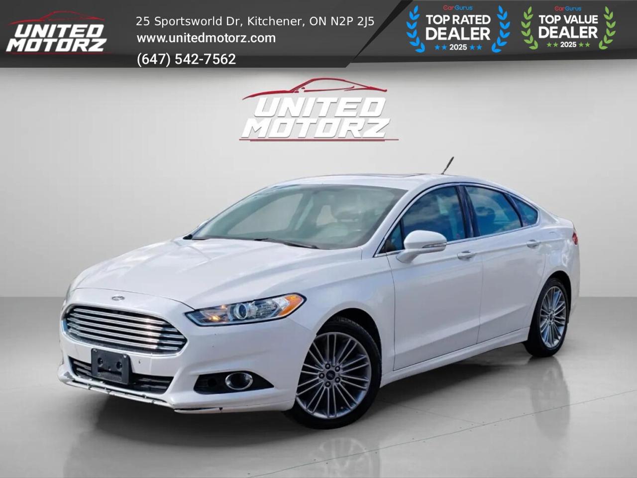 2016 Ford Fusion SE AWD ***AS-IS SPECIAL*** 22 SERVICE RECORDS*** <br/> The 2016 Ford Fusion SE AWD is a stylish and capable sedan that offers a comfortable ride, modern features, and the added confidence of all-wheel drive. With its sleek design, spacious interior, and smooth handling, the Fusion SE is well-suited for both daily commuting and long-distance travel. The AWD system provides enhanced traction and stability in a variety of road and weather conditions, making it an excellent choice for year-round driving. This well-maintained example comes with 22 documented service records, reflecting a history of consistent care and maintenance. Combining comfort, practicality, and reliability, the Fusion SE AWD delivers exceptional value for drivers seeking a versatile midsize sedan. <br/> Key Features:- <br/> * Automatic transmission <br/> * Carfax verifed <br/> * Keyless entry <br/> * Power windows <br/> * Power locks & mirrors <br/> * Power seats <br/> * Heated seats <br/> * Infotainment system <br/> * Navigation <br/> * Backup camera <br/> * Phone connectivity <br/> * AM/FM <br/> * A/C <br/> * Sunroof/Moonroof <br/> * Cruise Control <br/> * Fog lamps <br/> * Alloy Wheels <br/> ------------------------------------------------------------------------------------United Motorz  Kitcheners Used Car Superstore!Since2017,United Motorzhas been your trusted destination for quality pre-owned vehicles in the Kitchener-Waterloo area. Withtwo convenient locationsandover 150+ cars, SUVs, and vans, we offer a huge selection to fit every lifestyle and budget. From sleek sedans to family SUVs, every vehicle is carefully inspected to ensure reliability and performance. <br/> Locations: <br/> Kitchener:25 Sportsworld Dr, N2P 2J5 <br/> ------------------------------------------------------------------------------------******This Vehicle is sold as is and according to the laws we must indicate this statement******** <br/> Sold As-is. The motor vehicle sold under this contract is being sold as is and is not represented as being in road worthy condition, mechanically sound or maintained at any guaranteed level of quality. The vehicle may not be fit for use as a means of transportation and may require substantial repairs at the buyers expense. It may not be possible to register the vehicle to be driven in its current condition. <br/> $7950+ hst & licensing <br/> UCDA member and OMVIC approved dealership, buy with confidence. <br/> To view more used cars you can visit us at www.unitedmotorz.com <br/> Contact : 6475427562 <br/> United Motorz inc. <br/> www.unitedmotorz.com <br/> 25 Sportsworld Drive, Kitchener, ON. N2P2J5 <br/>