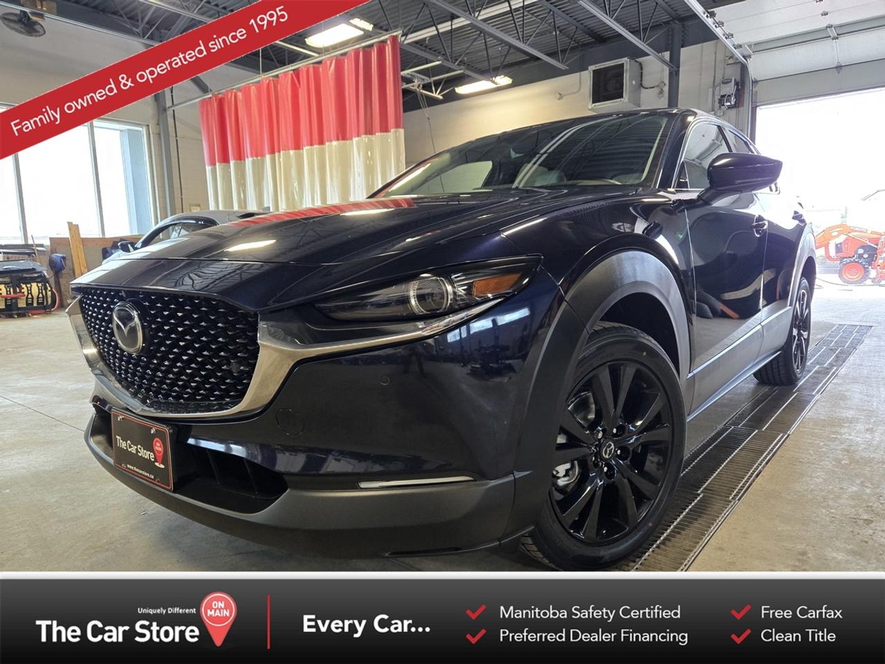 2022 Mazda CX-30 GT Turbo  One Owner | Factory Powertrain Warranty Remaining | Top Trim 
 Key Features:2.5L Turbocharged Engine with i-Activ All-Wheel Drive 
 One Owner 
 Factory Powertrain Warranty Remaining 
 GT Turbo Trim Package 
 Leather Interior, Heated Front & Rear Seats 
 Heated Steering Wheel, Power Sunroof 
 Bose Premium Audio System 
 Navigation, Apple CarPlay & Android Auto 
 360 Camera, Blind-Spot Monitoring, Rear Cross Traffic Alert 
 Heads-Up Display 
 Adaptive Cruise Control, Lane Keep Assist 
 Power Liftgate, Remote Start, Push Button Start 
 Premium Interior Finishes and Advanced Safety Features Throughout 
 
 Premium Performance in a Compact Package:The CX-30 GT Turbo combines upscale styling, impressive performance, and a refined interior in one of the most well-rounded compact SUVs on the market. The turbocharged engine provides effortless power while Mazdas attention to detail creates a driving experience that feels genuinely premium. 
 
 Peace of mind:A one-owner example that benefits from remaining factory powertrain warranty coverage. Well cared for and equipped with Mazdas highest trim level, offering an exceptional combination of performance, comfort, and technology. 
 
 Our Take:A beautifully equipped CX-30 GT Turbo with strong ownership history and an outstanding feature set. Refined, responsive, and exceptionally well finished throughout. 
 
 
 We are a local Family Owned business and we try to do things a little different. 
 
 At The Car Store on Main every vehicle is Manitoba Safety Certified. 
 Every vehicle sold is eligible for the Advantage Plan: 
 30 Day Warranty on all MB Safety certificate related items. 
 CarFax Vehicle History Report 
 2 sets of Keys 
 Wholesale access to all other Miscellaneous Accessories (i.e. Wtr Tires, Remote Starr, all misc vehicle accessories/parts, etc...) 
 And of course a Full tank of Gas. 
 
 There is no Gimmicks or games, we are always aggressive on our prices and try to separate ourselves from the rest. 
 We also have an on-site Certified Banker who shops to get the best possible interest rates in with all Major Banks and Credit Unions! 
 
 Come to our Brand New modern showroom and see what makes us Uniquely Different! 
 
 Located on Main St. just North of Chief Peguis Trail. 
 
 To schedule an appointment call us directly at 204-669-1248 or email sales@thecarstore.ca 
 
 The Car Store on Main 
 -Uniquely Different- 
 
 www.thecarstore.ca 
 Local: 204-669-1248 
 Toll Free: 877-634-2975 
 
 A local family owned business unlike typical car lots, there are no pressure tactics, no games, no gimmicks, no Sales Manager, General Manager or Used Car Manager, just straight answers and fair deals all the time! 
 
 *PRICE DOES NOT INCLUDE TAXES (G.S.T & P.S.T) 
 Dealer Permit # 4481