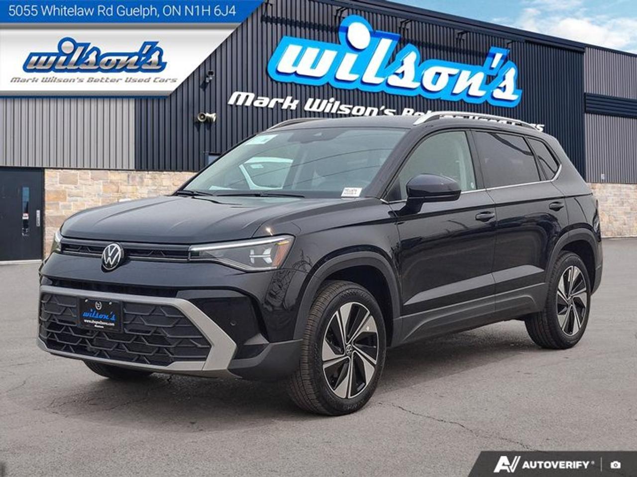 Check out this certified 2026 Volkswagen Taos Comfortline AWD | Leatherette | Adaptive Cruise | Power Seat | Heated Wheel + Seats | and More !. Its Automatic transmission and 1.5 L engine will keep you going. This Volkswagen Taos features the following options: Reverse Camera, Heated Steering Wheel, Air Conditioning, Adaptive Cruise, Heated Seats, Tilt Steering Wheel, Steering Radio Controls, Power Windows, Power Locks, and Traction Control. See it for yourself at Mark Wilsons Better Used Cars, 5055 Whitelaw Road, Guelph, ON N1H 6J4.MASSIVE SELECTION: 500+ vehicles in ONE LOCATION, all Live Market Priced for the best value!STRAIGHTFORWARD & TRANSPARENT PRICING: Our Advertised Price INCLUDES:Safety Certification! (No separate certification fee upcharge).FREE Carfax History Report!NO upcharge for paying cash!CONFIDENCE & PEACE OF MIND: 30-Day/3,000 km Warranty INCLUDED! Plus a 5-Day Exchange Privilege!*EASY FINANCING: Better-than-bank rates, $0 Down, and 3 Months No Payments available OAC. BAD CREDIT APPROVED HERE!WE BUY CARS: Get Top Dollar for your trade, or sell us your vehicle for CASH even if you dont buy ours!www.shopwilsons.comAn Honest, Transparent Buying Experience. Trusted in business since 1961!(Cash Prices Exclude HST and Licensing Fees only.)