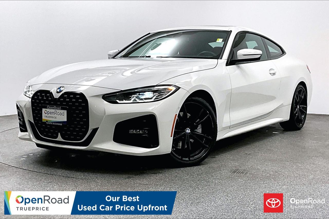 This 2024 BMW 430i xDrive Coupe with the Premium Enhanced Package is the ultimate expression of sophisticated performance and modern luxury. Featuring a potent, turbocharged engine paired with BMW&rsquo;s legendary xDrive all-wheel-drive system, it delivers sharp handling and a dynamic driving experience on every curve. The Premium Enhanced Package elevates the experience with high-end interior amenities, advanced driver assistance technology, and an refined aesthetic that makes a bold statement. Fully inspected, clean-title, and turn-key, this premium coupe is ready to deliver an unparalleled drive&mdash;message today to schedule your private viewing! ___________________________________________________________________________________________________________________________________________ Buying a used car should be simple and stressfree  no guesswork, no negotiations  just the vehicles true price. Thats why were introducing OpenRoad TruePrice, a new way to buy used vehicles. One Price. TruePrice. Our best price upfront. At Openroad Toyota Richmond, we offer the best used car warranty in Metro Vancouver. Our used car warranty program includes 30 days or 2,000 kilometres Exchange Privilege, 90 Day Powertrain Coverage*, Mechanical & Safety Check of up to 210 Points and a clean title.    *90 Powertrain coverage will be offered at the discretion of management based on a case by case scenario.