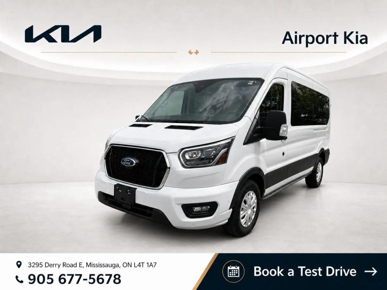 Odometer is 37062 kilometers below market average!  Oxford White 2023 Ford Transit-350 XLT RWD  10-Speed Automatic with Overdrive 3.5L V6 Flex Fuel    **ABOVE IS THE SPECIAL FINANCING PRICE, $1500 MORE FOR CASH PURCHASES** PLEASE CALL AHEAD TO CHECK AVAILABILITY** We believe in a haggle-free environment and provide our best price upfront. We compare our vehicles with competing inventory and adjust our prices daily. At Airport Kia, our team is dedicated to providing exceptional customer service and making your car buying and ownership experience as smooth and enjoyable as possible. From our knowledgeable sales associates who are always ready to help you find the perfect vehicle for your needs and budget, to our expert technicians who are committed to keeping your Kia running smoothly and efficiently, our team is here to meet all of your automotive needs and exceed your expectations. Were proud to be a family-owned dealership, and we treat every customer like family too. That means personalized service tailored to your needs, a warm and welcoming atmosphere, and a commitment to honesty, integrity, and transparency in all of our interactions. So when you choose Airport Kia, you can rest assured that youre in good hands with our team. Visit us today at 3295 Derry Road East, Mississauga, Ontario L4T 1A8 or give us a call at 905-677-5678 to experience the Airport Kia difference for yourself.      Airport Kia is proud to serve Toronto, Ottawa, Mississauga, Brampton, Hamilton, London, Markham, Vaughn, Kitchener, Richmond Hill, Burlington, Sudbury, Oshawa, Barrie, St. Catharines, Guelph, Cambridge, Kingston, Thunder Bay, Waterloo, Brantford, Pickering, Niagara Falls, Peterborough, Sault Ste. Marie, Sarnia, North Bay, Belleville, Timmins, Woodstock, St. Thomas, Stratford, Orillia, Owen Sound. Aurora, Milton, Oakville, Parry Sound, Whitby. Our used car may include: Mercedes-Benz, Sprinter, AMG, BMW, MINI, Jaguar, Land Rover, Chrysler, Dodge, Jeep, RAM, FIAT, Ford, Lincoln, Honda, Lexus, Toyota, Mazda, Chevrolet, Buick, GMC, and Corvette, With over 23 brands we look forward to serving all your automotive needs!