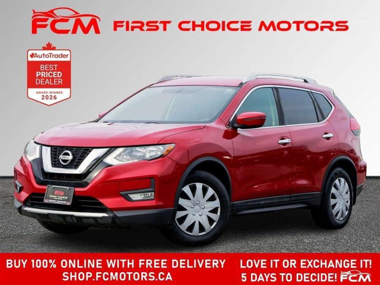 ** ** SPECIAL LIMITED TIME OFFER ** ** PURCHASE ANY VEHICLE THIS WEEK AND RECEIVE 4 BRAND-NEW ALL-SEASON TIRES AT NO ADDITIONAL COST!!! DONT MISS THIS EXCLUSIVE CHANCE TO UPGRADE YOUR RIDE AND STAY PREPARED FOR ANY WEATHER!!!       EXCITING NEWS FROM FIRST CHOICE MOTORS! Our brand-new online showroom is now open to the public, bringing the ultimate car shopping experience right to your fingertips! Enjoy a 100% online car shopping experience, with over 500 certified vehicles in stock, comprehensive protection plans, and thousands of new auto parts & accessories available! Plus, for a limited time, were offering FREE deliveries across Ontario on all vehicle purchases! Dont miss outvisit Shop.fcmotors.ca to find and upgrade your perfect vehicle today!      Welcome to First Choice Motors, the largest car dealership in Toronto of pre-owned cars, SUVs, and vans priced between $5000-$15,000. With an impressive inventory of over 300 vehicles in stock, we are dedicated to providing our customers with a vast selection of affordable and reliable options.       Were thrilled to offer a used 2017 Nissan Rogue SV, red color with 190,000km (STK#10088) This vehicle was $10990 NOW ON SALE FOR $9990. It is equipped with the following features:   - Automatic Transmission   - Heated seats   - Bluetooth   - Reverse camera   - Power windows   - Power locks   - Power mirrors   - Air Conditioning      At First Choice Motors, we believe in providing quality vehicles that our customers can depend on. All our vehicles come with a 36-day guarantee on all safety related items. We also offer additional warranty options up to 5 years for our customers who want extra peace of mind.      Furthermore, all our vehicles are sold fully certified with brand new brakes rotors and pads, a fresh oil change, and brand new set of all-season tires installed & balanced. You can be confident that this car is in excellent condition and ready to hit the road.      At First Choice Motors, we believe that everyone deserves a chance to own a reliable and affordable vehicle. Thats why we offer financing options with low interest rates starting at 7.9% O.A.C. Were proud to approve all customers, including those with bad credit, no credit, students, and even 9 socials. Our finance team is dedicated to finding the best financing option for you and making the car buying process as smooth and stress-free as possible.      Our dealership is open 7 days a week to provide you with the best customer service possible. We carry the largest selection of used vehicles for sale under $9990 in all of Ontario. We stock over 300 cars, mostly Hyundai, Chevrolet, Mazda, Honda, Volkswagen, Toyota, Ford, Dodge, Kia, Mitsubishi, Acura, Lexus, and more. With our ongoing sale, you can find your dream car at a price you can afford. Come visit us today and experience why we are the best choice for your next used car purchase!      All prices include $22.00 OMVIC Fee.  Excludes, license plates, ownership registration and ONTARIO HST (13%)   *No Credit Card payments can be accepted for Vehicle Purchases*    *No Credit Card payments can be accepted for Vehicle Purchases*