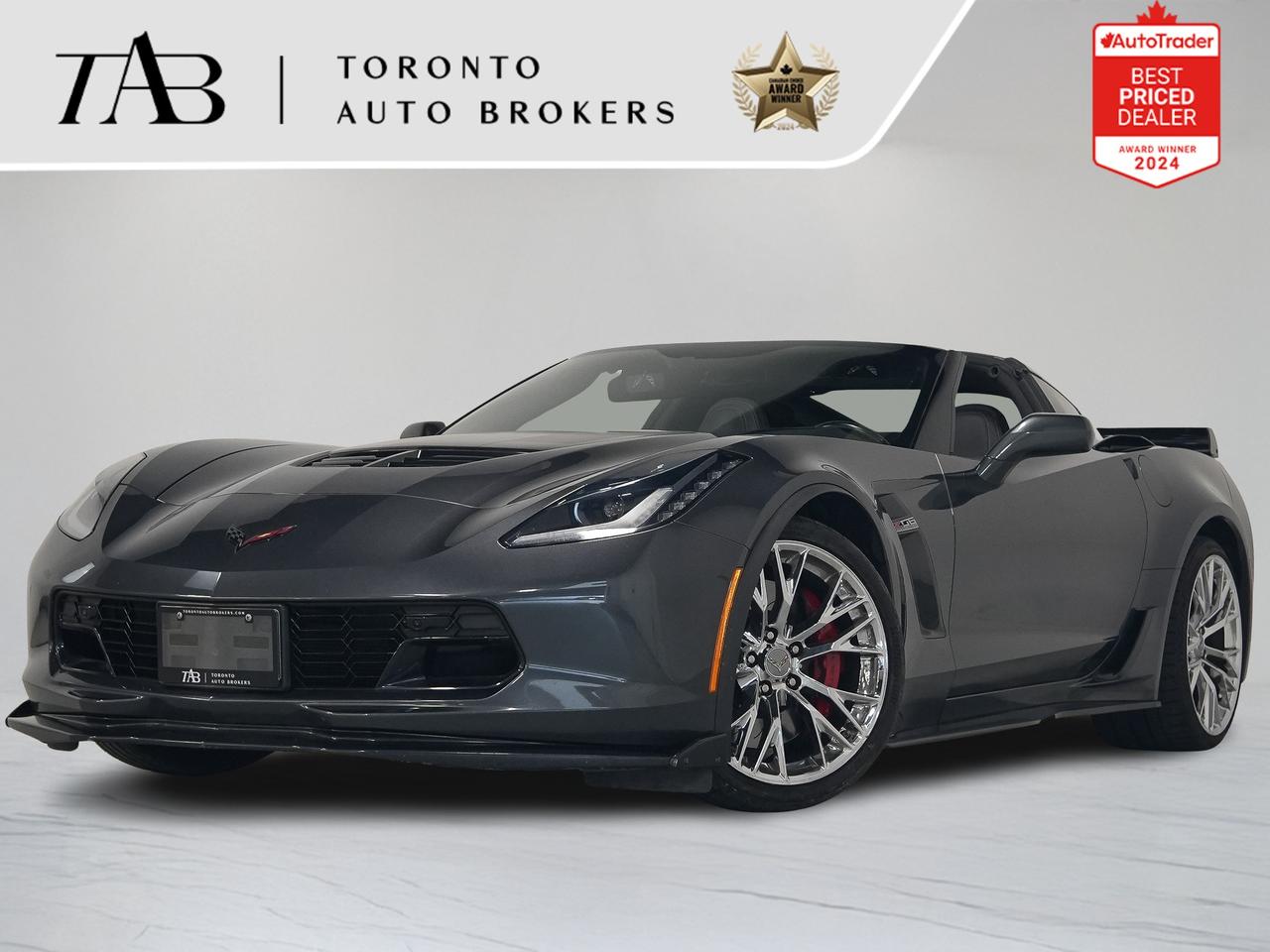 This 2017 Chevrolet Corvette Z06 2LZ is a Canadian vehicle with a clean Carfax report and an uncompromising American supercar that delivers extreme performance, aggressive styling, and track-capable engineering wrapped in a driver-focused cockpit. Powered by a supercharged V8 and equipped with the desirable 2LZ equipment package, this Corvette offers an intense driving experience supported by premium comfort features and modern technology. Finished with the BOSE&reg; premium audio system.

Key Features:
6.2L Supercharged V8 Engine (LT4)
Performance-Tuned Transmission (Automatic or Manual, depending on configuration)
Rear-Wheel Drive (RWD)
2LZ Equipment Package
BOSE&reg; Premium Sound System
Magnetic Selective Ride Control
Leather Upholstery
Heated and Ventilated Competition Sport Seats
Power Adjustable Front Seats with Memory
Performance Data Recorder System
Dual-Zone Automatic Climate Control
Chevrolet MyLink Infotainment System
Navigation System
Head-Up Display
Rearview Camera

NOW OFFERING 3 MONTH DEFERRED FINANCING PAYMENTS ON APPROVED CREDIT. 

WE OFFER THE BEST FINANCE RATES, AND DONT CHARGE ANY FINANCING FEE

Looking for a top-rated pre-owned luxury car dealership in the GTA? Look no further than Toronto Auto Brokers (TAB)! Were proud to have won multiple awards, including the 2024 AutoTrader Best Priced Dealer, the 2026 Best in Business award, the 2025 CarGurus Award, the 2026 Top Choice Award, the 2026 Dealer Rater Consumer Satisfaction Award, the 2026 Canadian Choice Award, the 2026 Three Best Rated Dealer Award, and many more!

With 30 years of experience serving the Greater Toronto Area, TAB is a respected and trusted name in the pre-owned luxury car industry. Our 30,000 sq.Ft indoor showroom is home to a wide range of luxury vehicles from top brands like BMW, Mercedes-Benz, Audi, Porsche, Land Rover, Jaguar, Aston Martin, Bentley, Maserati, and more. And we dont just serve the GTA, were proud to offer our services to all cities in Canada, including Vancouver, Montreal, Calgary, Edmonton, Winnipeg, Saskatchewan, Halifax, and more.

At TAB, were committed to providing a no-pressure environment and honest work ethics. As a family-owned and operated business, we treat every customer like family and ensure that every interaction is a positive one. Come experience the TAB Lifestyle at its truest form, luxury car buying has never been more enjoyable and exciting!

We offer a variety of services to make your purchase experience as easy and stress-free as possible. From competitive and simple financing and leasing options to extended warranties, aftermarket services, and full history reports on every vehicle, we have everything you need to make an informed decision. We welcome every trade, even if youre just looking to sell your car without buying, and when it comes to financing or leasing, we offer same day approvals, with access to over 50 lenders, including all of the banks in Canada. Feel free to check out your own Equifax credit score without affecting your credit score, simply click on the Equifax tab above and see if you qualify.


Call us today or visit our website to learn more about our inventory and services. And remember, all prices exclude applicable taxes and licensing, and vehicles can be certified at an additional cost of $999.