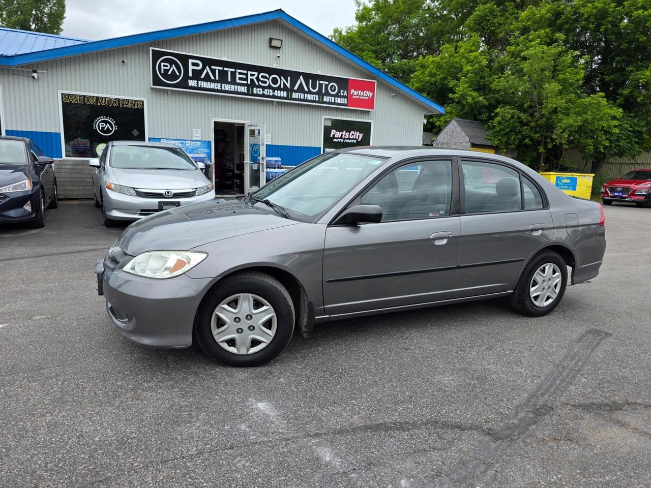 1.7 FWD - A/C! - GOOD ON GAS Discover unbeatable value with the 2004 Honda Civic VP at Patterson Auto Sales. This reliable sedan features a fuel-efficient 1.7L L4 SOHC 16V engine, perfect for daily commutes or weekend getaways. Enjoy classic Honda durability, comfortable seating, and a smooth rideall at an affordable price. Dont miss your chance to own a trusted pre-owned vehicle thats ready for the road. Visit us today and take the 2004 Honda Civic VP for a test drive!