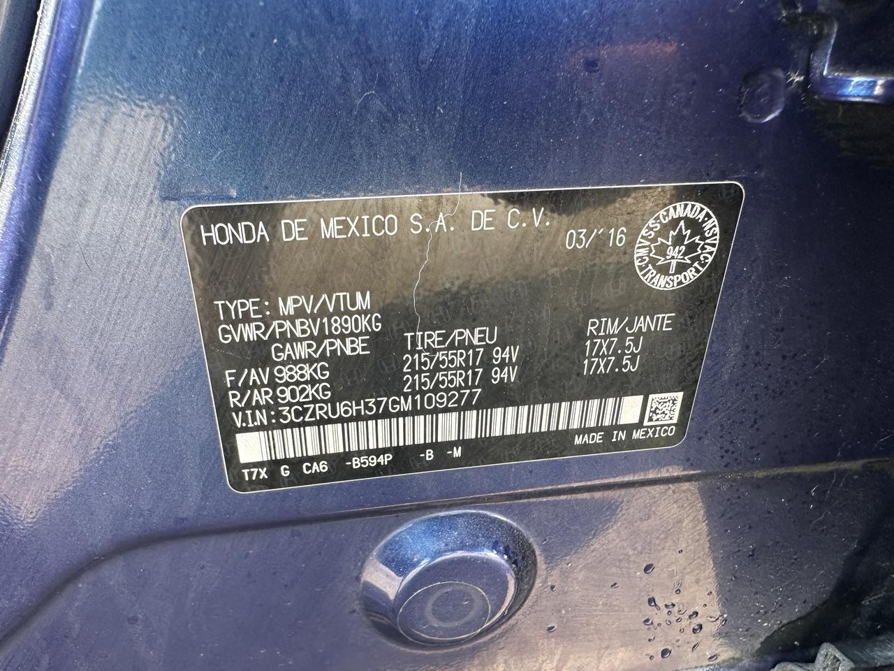 2016 Honda HR-V LX, WELL MAINTAINED, FUEL EFFICENT, CERTIFIED Photo