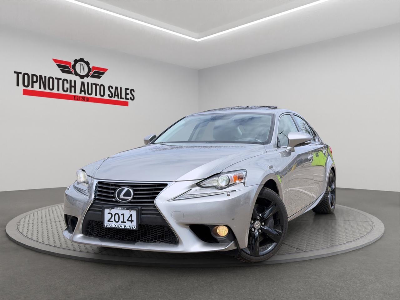 <h1>2014 Lexus IS 350</h1><p><br></p><p><strong>Available Now at Topnotch Auto Sales Inc</strong></p><p><br></p><p><br></p><p>Experience the ultimate combination of sophistication, spirited performance, and lasting reliability in the <strong>2014 Lexus IS 350</strong>. Recognized for its sleek styling and precise engineering, this luxury sedan sets the standard for comfort and refinement. From its smooth lines to its renowned build quality, the IS 350 delivers a driving experience that blends premium amenities with a dynamic edge. If youre seeking a vehicle that excels in daily usability, safety, and standout performance, the Lexus IS 350 is an ideal choice.</p><p><br></p><p><br></p><h2>Performance & Capability</h2><p><br></p><p>Beneath the hood, the 2014 Lexus IS 350 is powered by a robust V6 engine, seamlessly paired with an advanced automatic transmission. Enjoy exhilarating acceleration, responsive handling, and a serene ridewhether youre navigating city streets or embarking on highway journeys. The IS 350s precise suspension tuning offers a harmonious balance between agility and refinement, making every trip enjoyable and confidence-inspiring. This model delivers outstanding performance without compromising on ride comfort or fuel efficiency, creating the perfect balance for modern drivers.</p><p><br></p><p><br></p><h2>Interior Comfort & Features</h2><p><br></p><p>Step into a cabin that showcases signature Lexus craftsmanship. The interior of the IS 350 is thoughtfully designed, featuring:</p><p><br></p><ul><li><br></li><li>Luxurious seating for up to five passengers with high-quality upholstery and ergonomic support</li><li><br></li><li>Dual-zone automatic climate control for personalized comfort throughout each ride</li><li><br></li><li>Power-operated front seats, windows, locks, and side mirrors for added convenience</li><li><br></li><li>Spacious trunk and versatile storage solutions for your luggage and daily essentials</li><li><br></li><li>Elegant touches and refined finishes that enhance the premium feel of the cabin</li><li><br></li></ul><p><br></p><p>Whether for your daily commute, business trips, or weekend adventures, the IS 350 provides a serene and inviting interior space tailored to your needs.</p><p><br></p><p><br></p><h2>Technology & Connectivity</h2><p><br></p><p>The 2014 Lexus IS 350 is equipped with an impressive array of technology features, offering seamless connectivity and endless entertainment:</p><p><br></p><ul><li><br></li><li>Intuitive touchscreen interface for easy access to vehicle information and entertainment options</li><li><br></li><li>Bluetooth functionality allowing for hands-free phone use and wireless audio streaming</li><li><br></li><li>Multiple USB and auxiliary inputs to keep all your devices fully charged and connected</li><li><br></li><li>Steering-wheel-mounted controls for effortless adjustment of key settings without taking your focus off the road</li><li><br></li><li>Premium sound system that delivers rich, immersive audio for every journey</li><li><br></li></ul><p><br></p><p>Stay connected and entertained no matter where the road takes youtechnology in the IS 350 keeps both drivers and passengers engaged and comfortable.</p><p><br></p><p><br></p><h2>Safety & Peace of Mind</h2><p><br></p><p>Your safety is at the core of the 2014 Lexus IS 350s design. This vehicle is built with a comprehensive suite of advanced safety features including:</p><p><br></p><ul><li><br></li><li>User-friendly rearview camera for enhanced visibility and easy parking</li><li><br></li><li>Integrated traction and stability control systems to keep you secure in all driving conditions</li><li><br></li><li>Anti-lock braking system (ABS) for controlled, confident stops</li><li><br></li><li>Multiple airbags positioned throughout the cabin for maximum protection</li><li><br></li><li>Tire pressure monitoring system to help ensure optimal safety and performance</li><li><br></li></ul><p><br></p><p>Trust that every journey in your IS 350 will be backed by some of the most advanced safety technologies in its class.</p><p><br></p><p><br></p><h2>Vehicle Condition</h2><p><br></p><p>This 2014 Lexus IS 350 is presented in outstanding, non-smoking condition, both inside and out. Meticulously maintained with attention to every detail, this sedan is fully detailed and inspected, offering peace of mind to its next owner. Step into a vehicle that reflects true pride of ownership and superior care.</p><p><br></p><p><br></p><h2>Why Choose Topnotch Auto Sales?</h2><p><br></p><p>At Topnotch Auto Sales Inc, were dedicated to providing the highest quality pre-owned vehicles and exceptional service. Explore our diverse inventory and flexible financing options tailored for every budget and credit circumstance. Our experienced staff is committed to ensuring a smooth and satisfying purchasing processevery step of the way.</p><p><br></p><p><br></p><h2>Flexible Financing Solutions</h2><p><br></p><p>We specialize in fast financing approvals for all credit backgrounds, including bad credit, no credit, new credit, or previous repossessions. Enjoy the convenience of our same-day approval process and benefit from our attractive low down payment programs designed to put you behind the wheel sooner.</p><p><br></p><p><br></p><h2>Certification Option</h2><p><br></p><p>Choose to certify your Lexus IS 350 for just $799 to ensure it meets all Ontario safety requirements, giving you additional confidence and peace of mind on the road.</p><p><br></p><p><br></p><h2>OMVIC Compliance</h2><p><br></p><p>Note: Uncertified vehicles are sold asis and require certification to comply with Ontario road use regulations under OMVIC standards. Your safety and satisfaction are our priorities, and were here to assist with certification as needed.</p><p><br></p><p><br></p><p>With over 14 years of industry experience, Topnotch Auto Sales Inc has built a reputation for integrity, quality, and customer-focused service. Were your trusted destination for hassle-free vehicle shopping in {location}.</p><p><br></p><p><br></p><p><br></p><p><br></p><p> <strong>Visit us at:</strong></p><p><br></p><p>5455 Steeles Ave W, North York, ON M9L 1S7</p><p><br></p><p> <strong>Call or Text:</strong></p><p><br></p><p>416-879-7113</p>