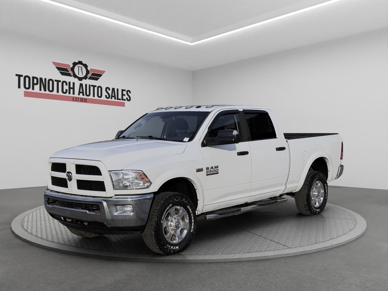 <h1>2016 Ram 2500</h1><h3>Now Available at Topnotch Auto Sales Inc</h3><p>Experience heavy-duty capability, dependable performance, and rugged durability with the 2016 Ram 2500. Built to handle demanding jobs while providing comfort and practicality, this powerful pickup truck is ideal for towing, hauling, worksite duties, and everyday driving. With its bold design, strong construction, and proven reliability, the Ram 2500 is ready to tackle any challenge.</p><h2>Performance & Capability</h2><p>The 2016 Ram 2500 delivers the strength and durability that truck owners demand. Equipped with a powerful engine and a robust automatic transmission, this heavy-duty pickup offers impressive towing and payload capabilities. Its heavy-duty suspension, responsive handling, and durable frame provide confidence whether youre hauling equipment, towing a trailer, or driving through challenging conditions.</p><p>Key performance highlights include:</p><ul><li>Strong towing and hauling capability</li><li>Heavy-duty suspension system</li><li>Smooth automatic transmission</li><li>Durable frame construction</li><li>Excellent stability under load</li><li>Available four-wheel-drive capability (if equipped)</li></ul><p>Built to work hard while maintaining a comfortable ride, the Ram 2500 is engineered for serious performance.</p><h2>Interior Comfort & Features</h2><p>Inside the Ram 2500, youll find a spacious and functional cabin designed for comfort and convenience, featuring:</p><ul><li>Comfortable cloth or premium seating surfaces</li><li>Air conditioning and climate control</li><li>Power windows, locks, and mirrors</li><li>Spacious cabin with ample legroom</li><li>Folding rear seating for added cargo flexibility</li><li>Multiple storage compartments throughout the cabin</li><li>Durable interior materials designed for work and everyday use</li><li>Adjustable steering wheel and driver-focused controls</li></ul><p>Whether youre on the job site or on a long road trip, the Ram 2500 offers comfort and practicality.</p><h2>Technology & Connectivity</h2><p>Stay connected and productive with a variety of convenient technology features, including:</p><ul><li>Touchscreen infotainment system (where equipped)</li><li>Bluetooth hands-free calling</li><li>USB and auxiliary connectivity</li><li>Steering wheel-mounted controls</li><li>Premium audio system (where equipped)</li><li>Electronic vehicle information display</li><li>Cruise control</li><li>Remote keyless entry (where equipped)</li></ul><p>The Ram 2500 combines utility and technology to enhance every drive.</p><h2>Safety & Peace of Mind</h2><p>Safety remains a priority in the 2016 Ram 2500, with features that may include:</p><ul><li>Anti-lock Braking System (ABS)</li><li>Electronic Stability Control (ESC)</li><li>Traction Control System</li><li>Advanced multistage front airbags</li><li>Side-curtain airbags</li><li>Tire Pressure Monitoring System (TPMS)</li><li>Trailer sway control</li><li>Hill start assist</li><li>Heavy-duty braking system</li></ul><p>Designed to help protect occupants while maintaining stability and control under demanding conditions.</p><h2>Vehicle Condition</h2><p>This 2016 Ram 2500 is in excellent, non-smoking condition both inside and out. Professionally detailed and thoroughly inspected, it reflects careful ownership and proper maintenance. Ready to work and prepared for its next owner.</p><h2>Why Shop with Topnotch Auto Sales Inc?</h2><p>At Topnotch Auto Sales Inc, we are committed to offering quality pre-owned vehicles&nbsp; &nbsp;<span id=jodit-selection_marker_1785168371716_744218107193947 data-jodit-selection_marker=start style=line-height: 0; display: none;></span>along with exceptional customer service. Our experienced team works hard to ensure every vehicle purchase is straightforward, transparent, and stress-free.</p><h2>Flexible Financing Solutions</h2><p>We offer fast and easy financing approvals for all credit situations, including:</p><ul><li>Bad Credit</li><li>No Credit</li><li>New Credit</li><li>Previous Financial Challenges</li></ul><p>Enjoy same-day approvals, competitive interest rates, and flexible low down payment options tailored to your needs.</p><h2>Certification Option</h2><p>Choose to certify this 2016 Ram 2500 for only <strong>$799</strong>. Certification ensures the vehicle meets all current Ontario safety standards for additional peace of mind.</p><h2>OMVIC Compliance</h2><p><strong>Important:</strong> Uncertified vehicles are offered asis and must be certified to comply with OMVIC regulations for road use. Our team is happy to guide you through the certification process and answer any questions you may have.</p><p>With over 14 years of automotive industry experience, Topnotch Auto Sales Inc has earned a reputation for integrity, quality inventory, and customer-focused service. We are proud to be your trusted destination for hassle-free vehicle shopping.</p><h3> Come Visit Us</h3><p>5455 Steeles Ave W, North York, ON M9L 1S7</p><h3> Call or Text</h3><p>416-879-7113</p>