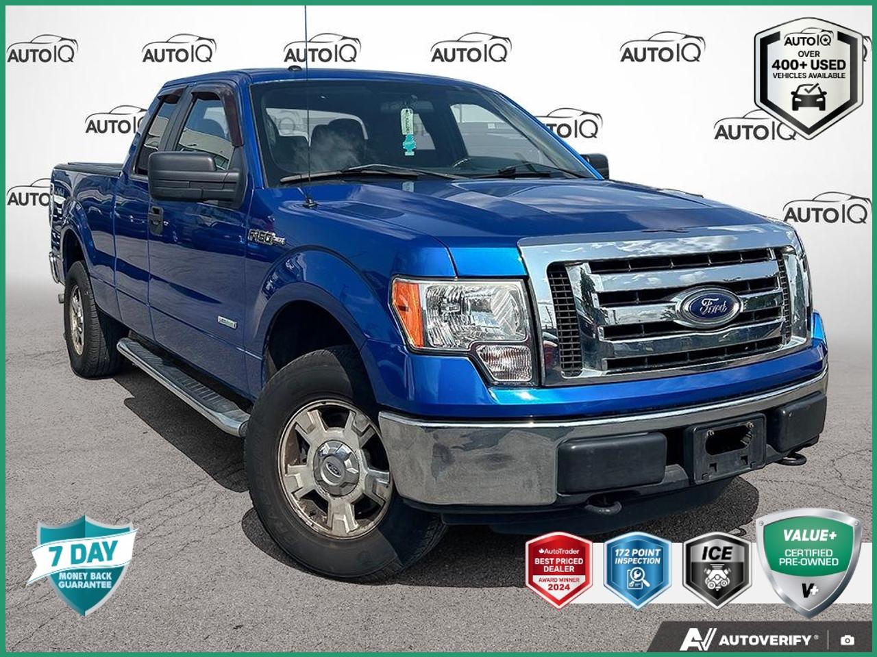 Recent Arrival!<br><br><br>4WD.<br><br>Blue Flame Metallic<br>2011 Ford F-150 XLT Low Kms | 1 Owner<br>3.5L V6 6-Speed Automatic Electronic<br>4WD<br><br>Certification Program Details:<br><br>VALUE+ CERTIFIED PRE-OWNED VEHICLE<br><br>36-point Provincial Safety Inspection<br>172-point inspection combined mechanical, aesthetic, functional inspection including a vehicle report card<br>Warranty: 30 Days or 1500 KMS on mechanical safety-related items and extended plans are available<br>Complimentary CARFAX Vehicle History Report<br>2X Provincial safety standard for tire tread depth<br>2X Provincial safety standard for brake pad thickness<br>7 Day Money Back Guarantee*<br>Market Value Report provided<br>Complimentary 3 months SIRIUS XM satellite radio subscription on equipped vehicles<br>Complimentary wash and vacuum<br>Vehicle scanned for open recall notifications from manufacturer<br><br><br>Awards:<br>  * 2011 KBB.com Brand Image Awards<p> </p>

<h4>VALUE+ CERTIFIED PRE-OWNED VEHICLE</h4>

<p>
- 36-point Provincial Safety Inspection<br>
- 172-point inspection combined mechanical, aesthetic, functional inspection including a vehicle report card<br>
- Warranty: 30 Days or 1500 KMS on mechanical safety-related items and extended plans are available<br>
- Complimentary CARFAX Vehicle History Report<br>
- 2X Provincial safety standard for tire tread depth<br>
- 2X Provincial safety standard for brake pad thickness<br>
- 7 Day Money Back Guarantee*<br>
- Market Value Report provided<br>
- Complimentary 3 months SIRIUS XM satellite radio subscription on equipped vehicles<br>
- Complimentary wash and vacuum<br>
- Vehicle scanned for open recall notifications from manufacturer
</p>

<p>SPECIAL NOTE: This vehicle is reserved for AutoIQs retail customers only. Please, No dealer calls. Errors & omissions excepted.</p>

<p>*As-traded, specialty or high-performance vehicles are excluded from the 7-Day Money Back Guarantee Program (including, but not limited to Ford Shelby, Ford mustang GT, Ford Raptor, Chevrolet Corvette, Camaro 2SS, Camaro ZL1, V-Series Cadillac, Dodge/Jeep SRT, Hyundai N Line, all electric models)</p>