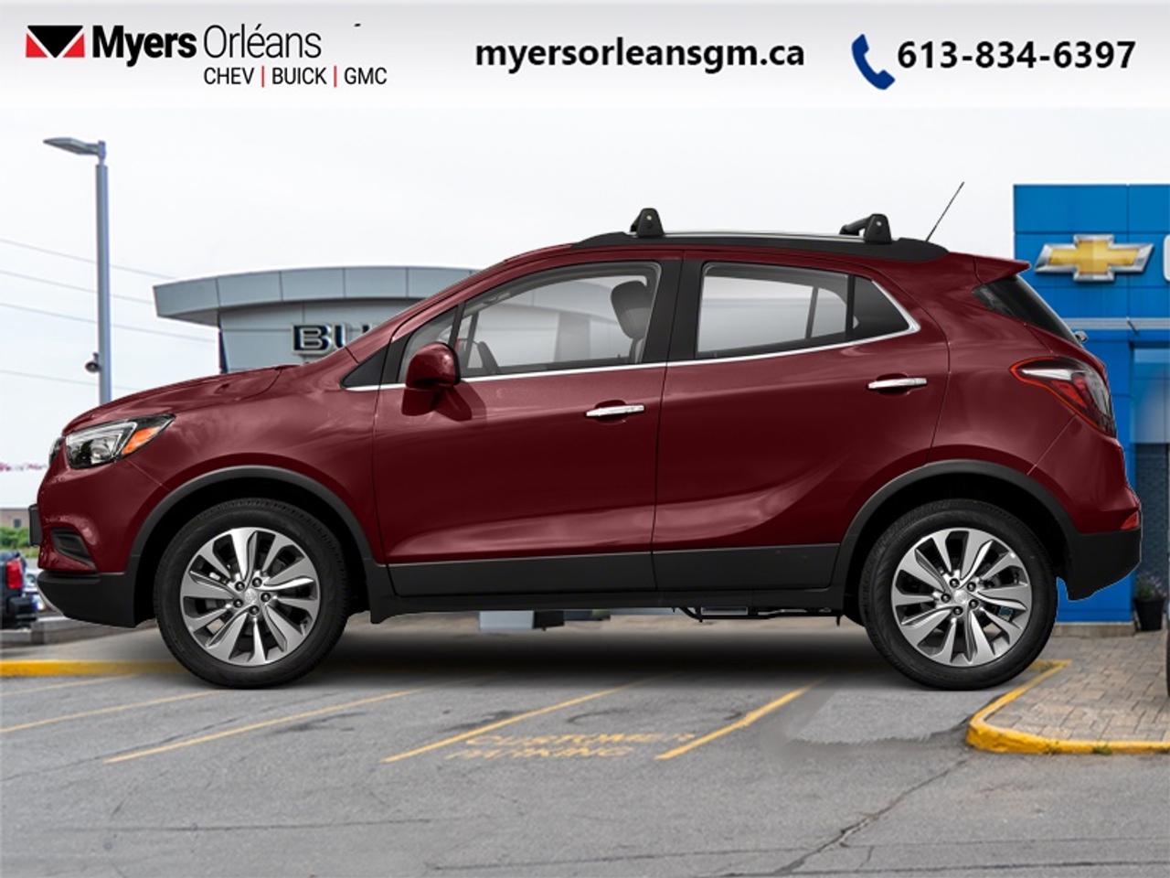 <b>Low Mileage!</b><br> <br>  Hot Deal! Weve marked this unit down $1000 from its regular price of $20938.With a refined design, this all new 2020 Buick Encore is bound to be timeless. This 2020 Buick Encore is fresh on our lot in Orleans.<br> <br>With a modern look, an impressive drivetrain, and a good list of new standard features, this all new 2020 Buick Encore is more than just a compact SUV. The exterior styling is fresh and unique, while remaining classy and refined with awesome chrome accents, mouldings, and trim. The drivetrain provides a more engaging driving experience, while managing to be more fuel efficient. Lastly, the new features make this Buick Encore feel like a car youd expect in 2020, complete with all the connectivity you could imagine.<br> <br>This low mileage SUV has just 52,347 km. Its Red in colour. It has an Automatic transmission and is powered by a 138HP 1.4L 4 Cylinder Engine. It may have some remaining factory warranty, please check with dealer for details. <br> <br> Our Encores trim level is Essence. This top trim Encore Essence is dressed to impress with leather heated seats, memory driver seat, heated steering wheel, remote start, LED headlamps, fog lamps, dual zone automatic climate control, 120V power outlet, exclusive wheels, and blind zone monitoring. With 4G WiFi, active noise control for a quiet ride, and keyless open and start you get to ride in modern comfort while amazing tech like the Buick Infotainment System with Apple CarPlay, Android Auto, Bluetooth, 8 inch touchscreen, and SiriusXM keep you entertained. Other amazing features include leather wrapped multifunction steering wheel, driver information centre, heated power side mirrors with turn signals, chrome strips on door handles, and accent color front and rear fascia.<br> <br>To apply right now for financing use this link: <a href=https://www.myersorleansgm.ca/FinancePreQualForm target=_blank>https://www.myersorleansgm.ca/FinancePreQualForm</a><br> <br/>Buy this vehicle now for the lowest bi-weekly payment of <b>$143.19</b> with $0 down for 84 months @ 7.99% APR O.A.C. ( Plus applicable taxes - Plus applicable fees ). See dealer for details. <br><br>*MYERS LIFETIME ENGINE AND TRANSMISSION COVERAGE CERTIFICATE NOT AVAILABLE ON VEHICLES WITH KMS EXCEEDING 140,000KM, VEHICLES 8 YEARS & OLDER, OR HIGHLINE BRAND VEHICLE(eg. BMW, INFINITI. CADILLAC, LEXUS...)<br> Come by and check out our fleet of 30+ used cars and trucks and 180+ new cars and trucks for sale in Orleans.  o~o