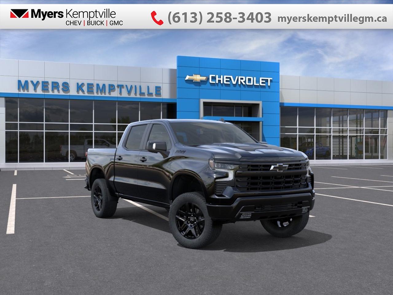 <b>Duramax 3.0L Turbo Diesel Engine, Leather Seats, Sunroof, Premium Package, Midnight Edition!</b><br> <br> At Myers, we believe in giving our customers the power of choice. When you choose to shop with a Myers Auto Group dealership, you dont just have access to one inventory, youve got the purchasing power of an entire auto group behind you!<br> <br> SPECIAL! EMPLOYEE PRICING ON NOW! Was $88502. Now $75297! $7705 discount until Aug 31!  (in addition to the $5500 rebate)  <br> <br/>The 2026 Chevrolet Silverado 1500 blends bold styling, rugged capability and modern technology into a full-size pickup built for whatever you throw at it.<br> <br>The 2026 Chevrolet Silverado 1500 delivers full-size pickup performance with a polished interior and smart technology to meet the demands of both work and play. Inside youll find an interior designed for comfort and connectivity, outfitted with modern amenities and a layout that supports both productivity and leisure. With such versatility, the Silverado 1500 stands ready to take on the tough jobs and the long drives in equal fashion.<br> <br>This Black sought after diesel Crew Cab 4X4 pickup has an Automatic transmission and is powered by a 305HP 3.0L Straight 6 Cylinder Engine. <br> <br> Our Silverado 1500s trim level is LT Trail Boss. This trim steps things up with off-road equipment including uprated shocks, skid plates and a heavy duty air filter, heated front seats, a heated steering wheel and dual-zone climate control, along with a trailering package, remote start, aluminum wheels, hitch guidance, a power locking EZ lift tailgate, and an upgraded 13.4-inch infotainment display with navigation capability, Apple CarPlay and Android Auto. Safety features also include lane keep assist with lane departure warning, following distance indication, forward collision alert, and automatic emergency braking with front pedestrian braking. This vehicle has been upgraded with the following features: Duramax 3.0L Turbo Diesel Engine, Leather Seats, Sunroof, Premium Package, Midnight Edition.<br><br> <br>To apply right now for financing use this link: <a href=https://www.myerskemptvillegm.ca/finance/ target=_blank>https://www.myerskemptvillegm.ca/finance/</a><br> <br/>Weve discounted this vehicle $7705. Total rebate of $5500 is reflected in the price. <br> Buy this vehicle now for the lowest bi-weekly payment of <b>$575.86</b> with $0 down for 84 months @ 9.99% APR O.A.C. ( Plus applicable taxes - **Rebates may not be applicable on all purchase types [cash, lease, or finance]. Eligibility and conditions may vary. Please see dealer for full details and confirmation of eligibility. ). Incentives expire 2026-08-31. See dealer for details. <br><br>Your journey to better driving experiences begins in our inventory, where youll find a stunning selection of brand-new Chevrolet, Buick, and GMC models. If youre looking to get additional luxuries at a wallet-friendly price, dont just pick pre-owned -- choose from our selection of over 300 Myers Approved used vehicles! Our incredible sales team will match you with the car, truck, or SUV thats got everything youre looking for, and much more. o~o
