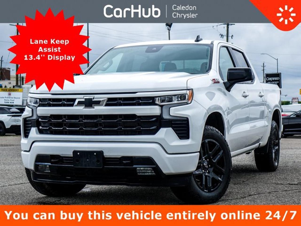 Excellent PriceOne OwnerNo Accidents,Certified Pre-Owned,<p>This Chevrolet Silverado 1500 RST 4WD Crew Cab 147 has a strong Gas V8 5.3L/325 engine powering this Automatic transmission. featuring available Dynamic Fuel Management that enables the engine to operate in 17 different patterns between 2 and 8 cylinders, depending on demand, to optimize power delivery and efficiency, Wireless Phone Projection for Apple CarPlay and Android Auto, Windows, power rear, express down.Our advertised prices are for consumers (i.e. end users) only.</p><p>This vehicle is in excellent condition and has passed a multi point inspection. Vehicle detailed.</p><p> </p><p> </p><p>This Chevrolet Silverado 1500 RST 4WD Crew Cab 147 Features the Following Options </p><p>Steering wheel, heated</p><p>HD Rear Vision Camera</p><p>Front Pedestrian Braking</p><p>CornerStep, rear bumper</p><p>Automatic Emergency Braking</p><p>Remote vehicle starter system</p><p>Lane Keep Assist with Lane Departure Warning</p><p>Seating, heated driver and front outboard passenger</p><p>Air conditioning, dual-zone automatic climate control</p><p>Wireless Phone Projection for Apple CarPlay and Android Auto</p><p>Bluetooth for phone, connectivity to vehicle infotainment system</p><p>13.4 diagonal HD colour touchscreen, includes multi-touch display,</p><p>Seat adjuster, driver 10-way power including lumbar, Driver Information Centre, enhanced, 12.3 diagonal reconfigurable multi color digital display, Audio system, Chevrolet Infotainment 3 Premium system with Google built-in, 13.4 diagonal HD colour touchscreen, includes multi-touch display, AM/FM stereo, Bluetooth streaming audio for music and most phones; featuring wireless Android Auto and Apple CarPlay capability for compatible phones, advanced voice recognition, in-vehicle apps, personalized profiles for infotainment and vehicle settings, Window, power front, passenger express down, Window, power front, drivers express up/down, Wi-Fi Hotspot capable (Terms and limitations apply. See onstar.ca or dealer for details.), USB Ports, rear, dual, charge-only, USB Ports, 2, Charge/Data ports located on the instrument panel,</p><p> </p><p>Drive Happy with CarHub<br />*** All-inclusive, upfront prices -- no haggling, negotiations, pressure, or games</p><p>*** Purchase or lease a vehicle and receive a $1000 CarHub Rewards card for service</p><p>*** Purchase this vehicle fully online on CarHub websites</p><p> </p><p>Transparency Statement<br />USED VEHICLES: Online prices and payments are for finance purchases -- please note there is a $850 safety certification fee. if not Certified, then as per OMVIC Regulations the vehicle is deemed to be not drivable and Not Certified. Cash purchases for used vehicles have a $2,350 surcharge which includes the safety certification (the finance price + $2,350). NEW VEHICLES: New financed vehicles are subject to an $ 850 Processing Fee. New cars priced at over $100,000 including add-ons or accessories are subject to the additional federal luxury tax. While every effort is taken to avoid errors, technical or human error can occur, so please confirm vehicle features, options, materials, and other specs with your CarHub representative. This can easily be done by calling us or by visiting us at the dealership. CarHub used vehicles come standard with 1 key. If we receive more than one key from the previous owner, we include them with the vehicle. Additional keys may be purchased at the time of sale. Ask your Product Advisor for more details. Payments are only estimates derived from a standard term/rate on approved credit. Terms, rates and payments may vary. Prices, rates and payments are subject to change without notice. Please see our website for more details.</p>