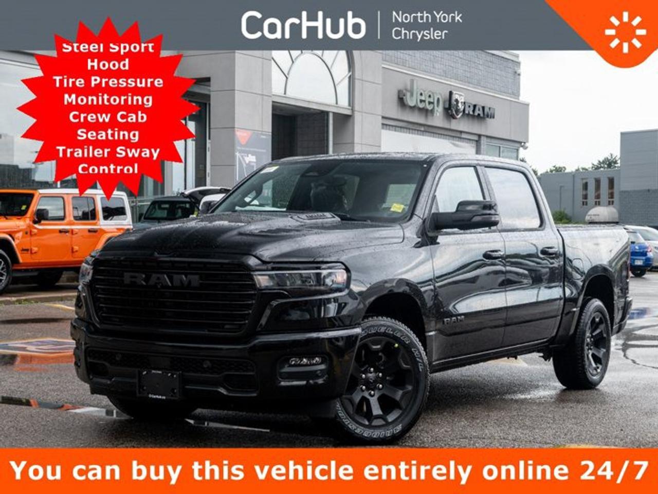 This Ram 1500 delivers a Twin Turbo Regular Unleaded I-6 3.0 L/183 engine powering this Automatic transmission. ENGINE: 3.0L I6 HURRICANE SO TWIN TURBO ESS (STD), Wheels: 20 x 9 Aluminum Painted Clad, Voice Recorder.<p>This Ram 1500 Comes Equipped with These Options<br data-end=229 data-start=226 />Steel sport hood, valet function, trip computer, variable intermittent wipers, tire-specific low-pressure warning, trailer sway control, trailer wiring harness, power door locks with integrated tailgate and rear-door locking, vinyl door trim insert, cloth and vinyl bucket seats, Diamond Black Crystal Pearl exterior, 20-inch wheels and all-season tires.</p><p>Drive Happy with CarHub<br />*** All-inclusive, upfront prices -- no haggling, negotiations, pressure, or games *** Purchase or lease a vehicle and receive a $1000 CarHub Rewards card for service. *** All available manufacturer rebates have been applied and included in our new vehicle sale price *** Purchase this vehicle fully online on CarHub websites</p><p>Transparency Statement<br />USED VEHICLES: Online prices and payments are for finance purchases -- please note there is a $850 safety certification fee. if not Certified, then as per OMVIC Regulations the vehicle is deemed to be not drivable and Not Certified. Cash purchases for used vehicles have a $2,350 surcharge which includes the safety certification (the finance price + $2,350). NEW VEHICLES: New financed vehicles are subject to an $ 850 Processing Fee. New cars priced at over $100,000 including add-ons or accessories are subject to the additional federal luxury tax. While every effort is taken to avoid errors, technical or human error can occur, so please confirm vehicle features, options, materials, and other specs with your CarHub representative. This can easily be done by calling us or by visiting us at the dealership. CarHub used vehicles come standard with 1 key. If we receive more than one key from the previous owner, we include them with the vehicle. Additional keys may be purchased at the time of sale. Ask your Product Advisor for more details. Payments are only estimates derived from a standard term/rate on approved credit. Terms, rates and payments may vary. Prices, rates and payments are subject to change without notice. Please see our website for more details.</p><p> </p>